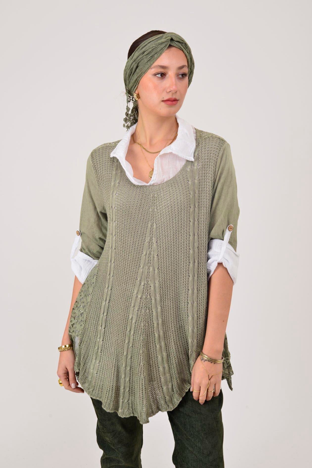 9039 ŞAL DETAYLI 2Lİ BLUZ