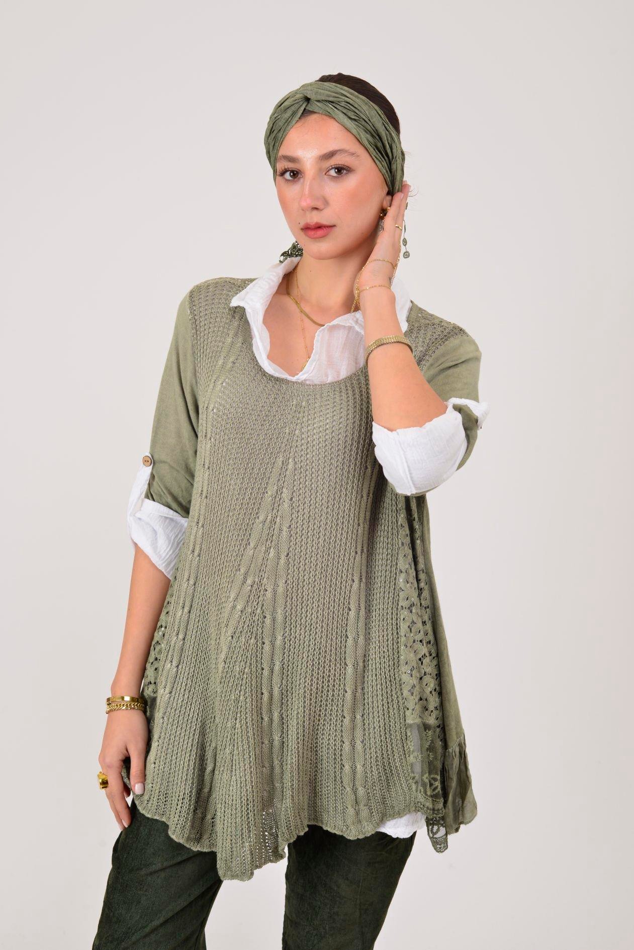 9039 ŞAL DETAYLI 2Lİ BLUZ