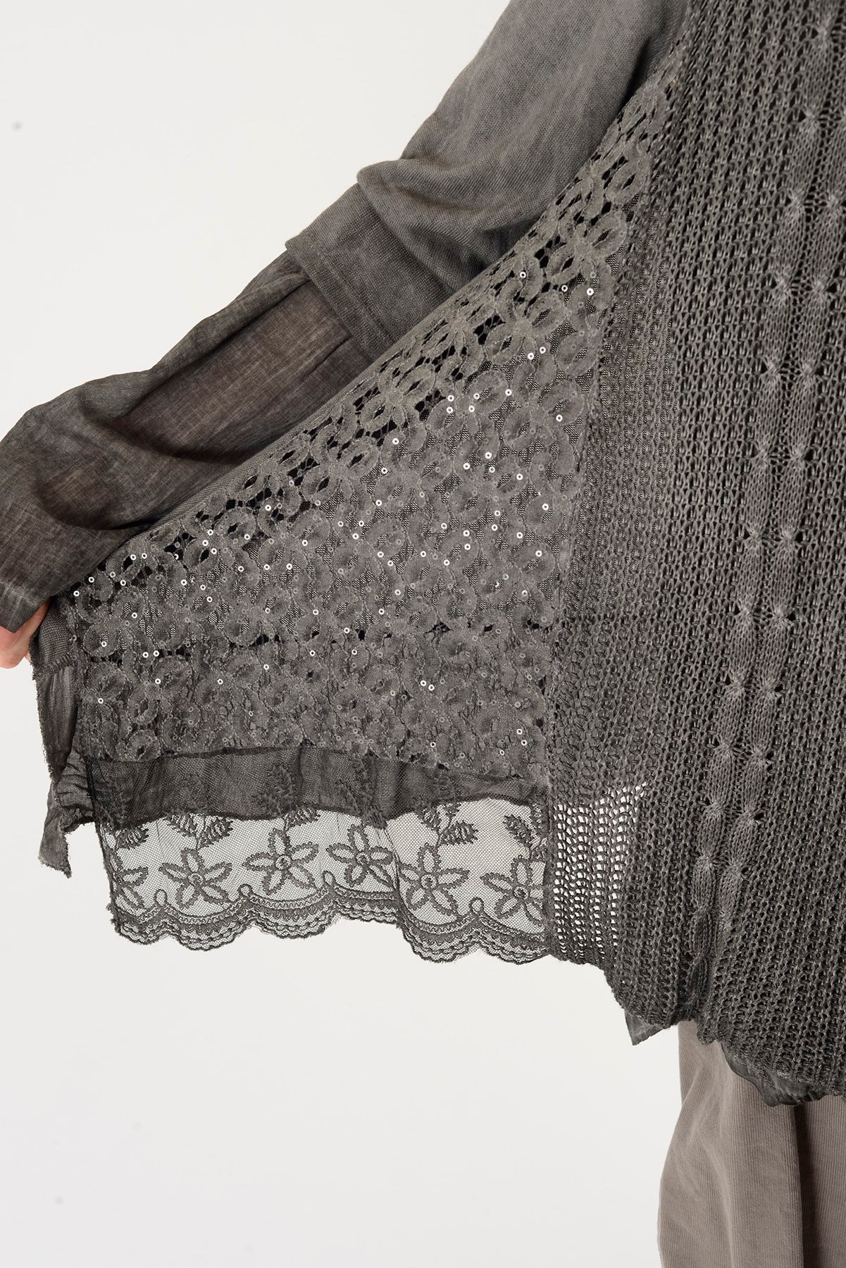9039 DANTELLİ FULAR DETAYLI 3'LÜ TRİKO BLUZ