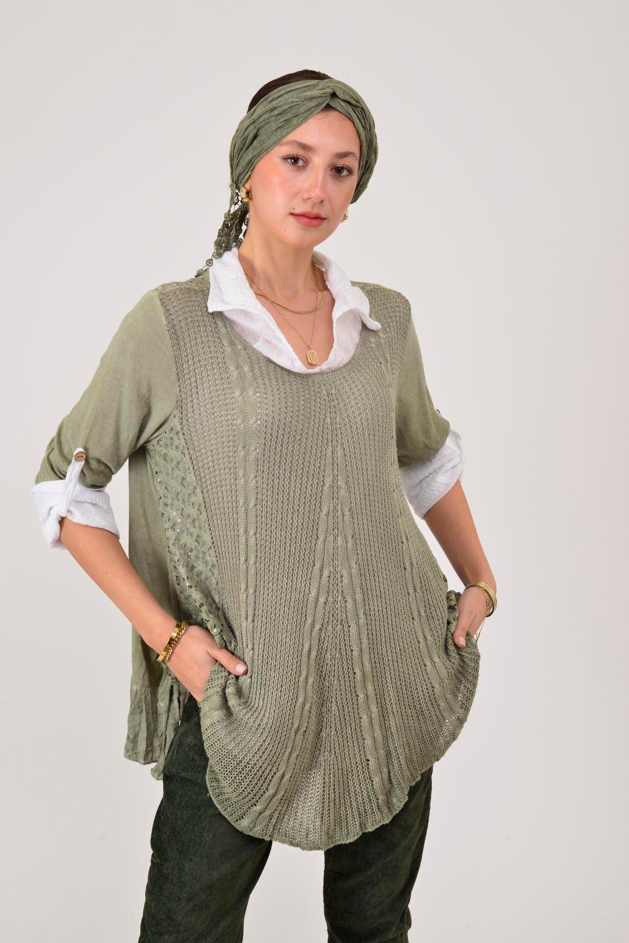 9039 ŞAL DETAYLI 2Lİ BLUZ