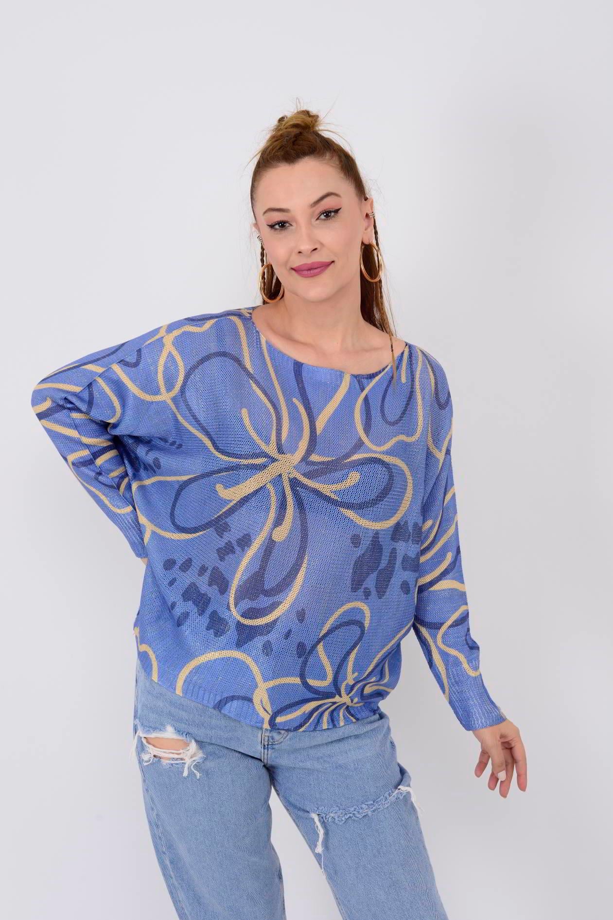 9060 MERRY RAFYA DESEN MERSERİZE TRİKO BLUZ