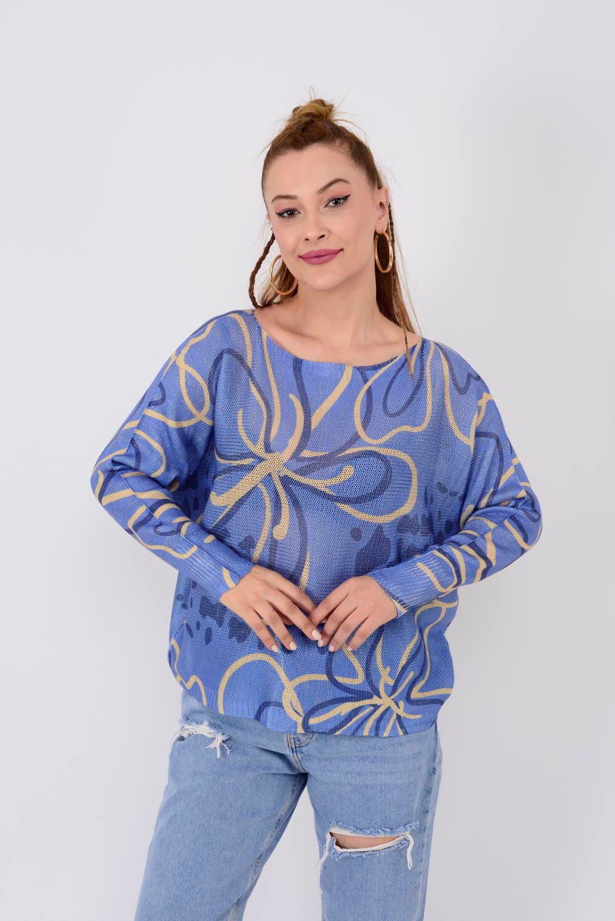 9060 MERRY RAFYA DESEN MERSERİZE TRİKO BLUZ
