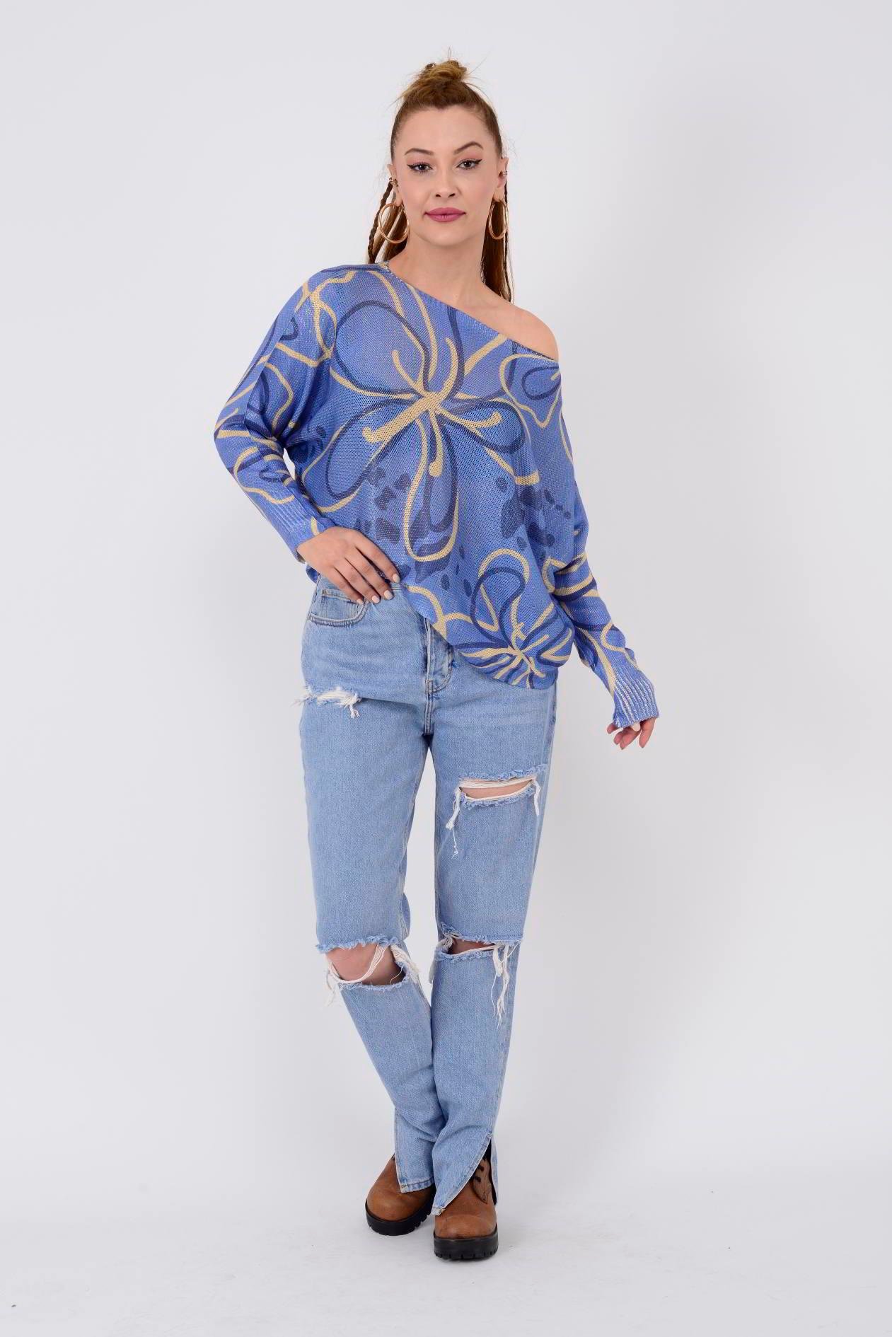 9060 MERRY RAFYA DESEN MERSERİZE TRİKO BLUZ
