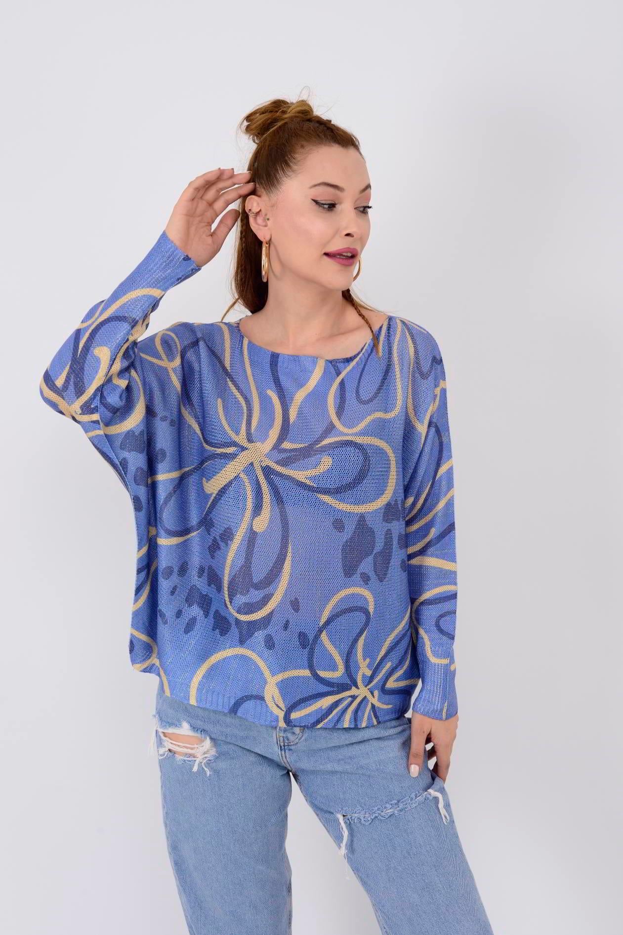 9060 MERRY RAFYA DESEN MERSERİZE TRİKO BLUZ