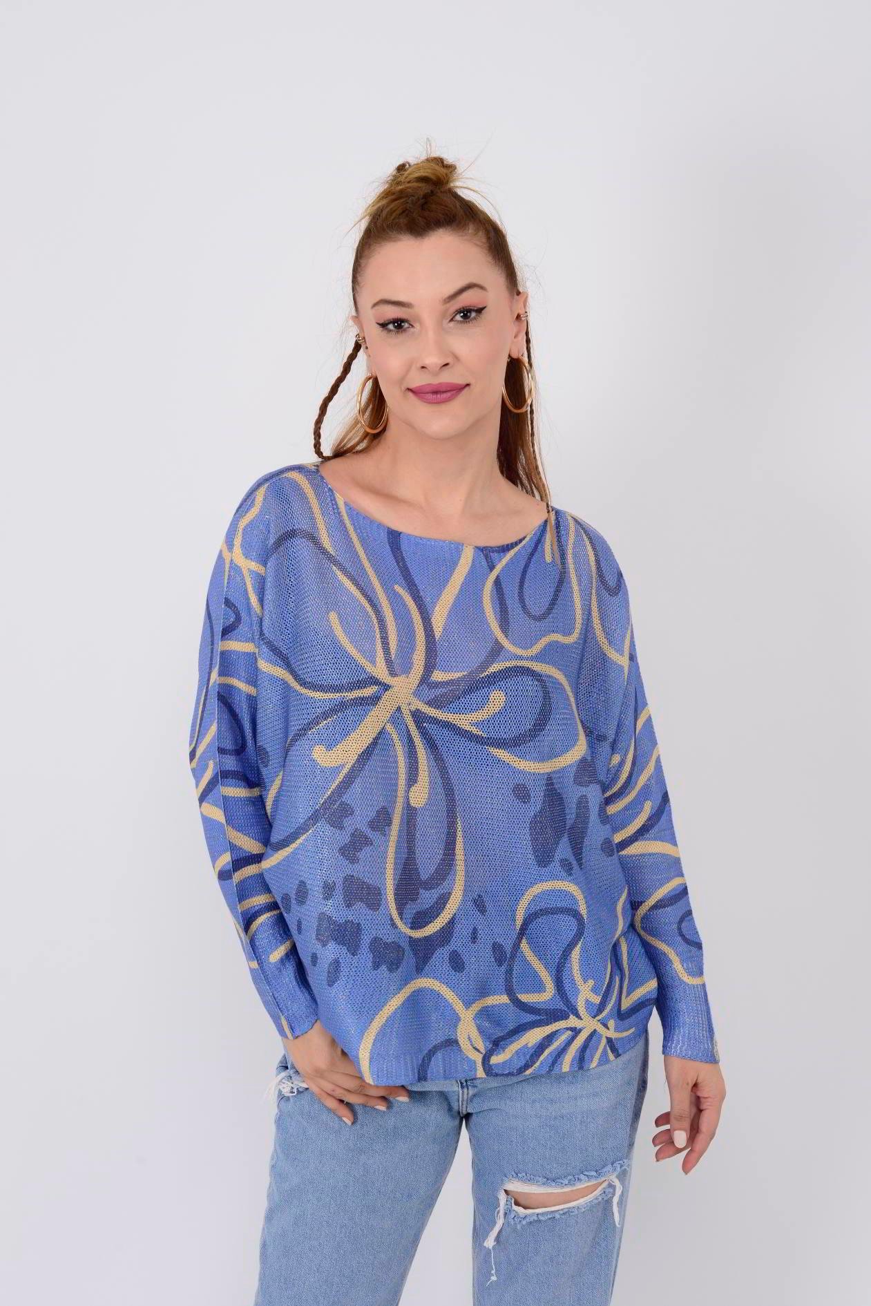 9060 MERRY RAFYA DESEN MERSERİZE TRİKO BLUZ