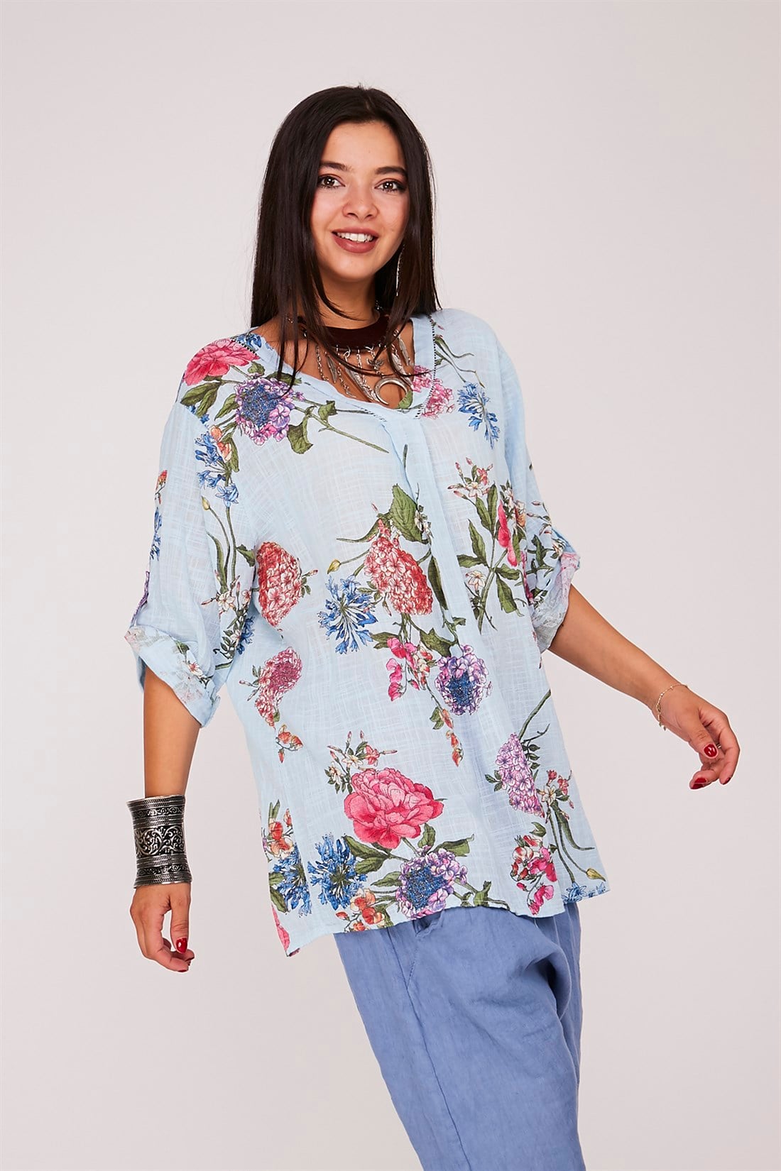 9108 MENEKŞE DESEN BLUZ