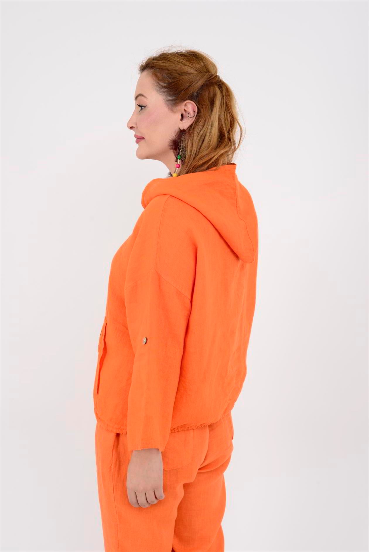 9904 KAPÜŞONLU KISA KETEN SWEAT