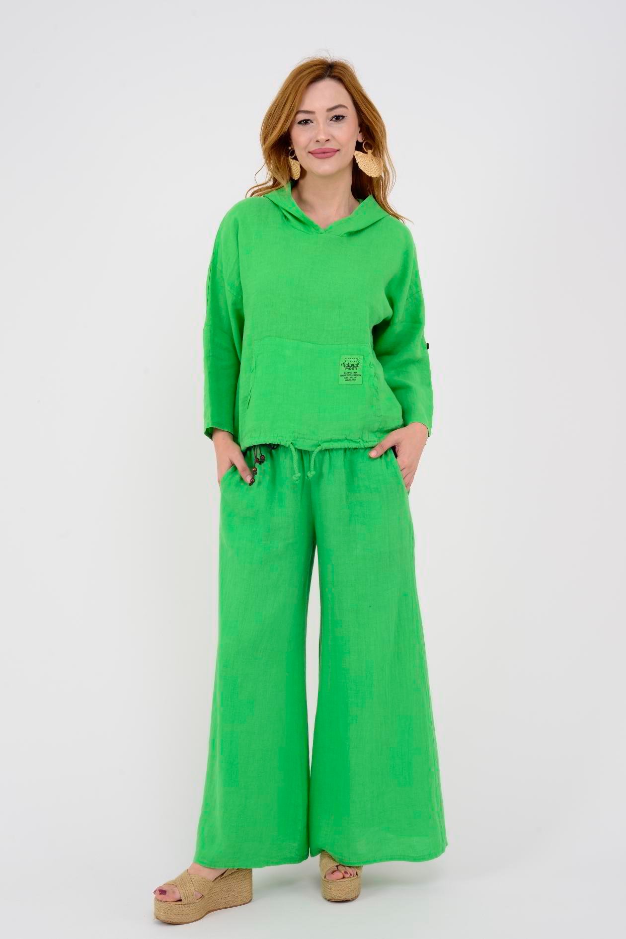 9904 KAPÜŞONLU KISA KETEN SWEAT