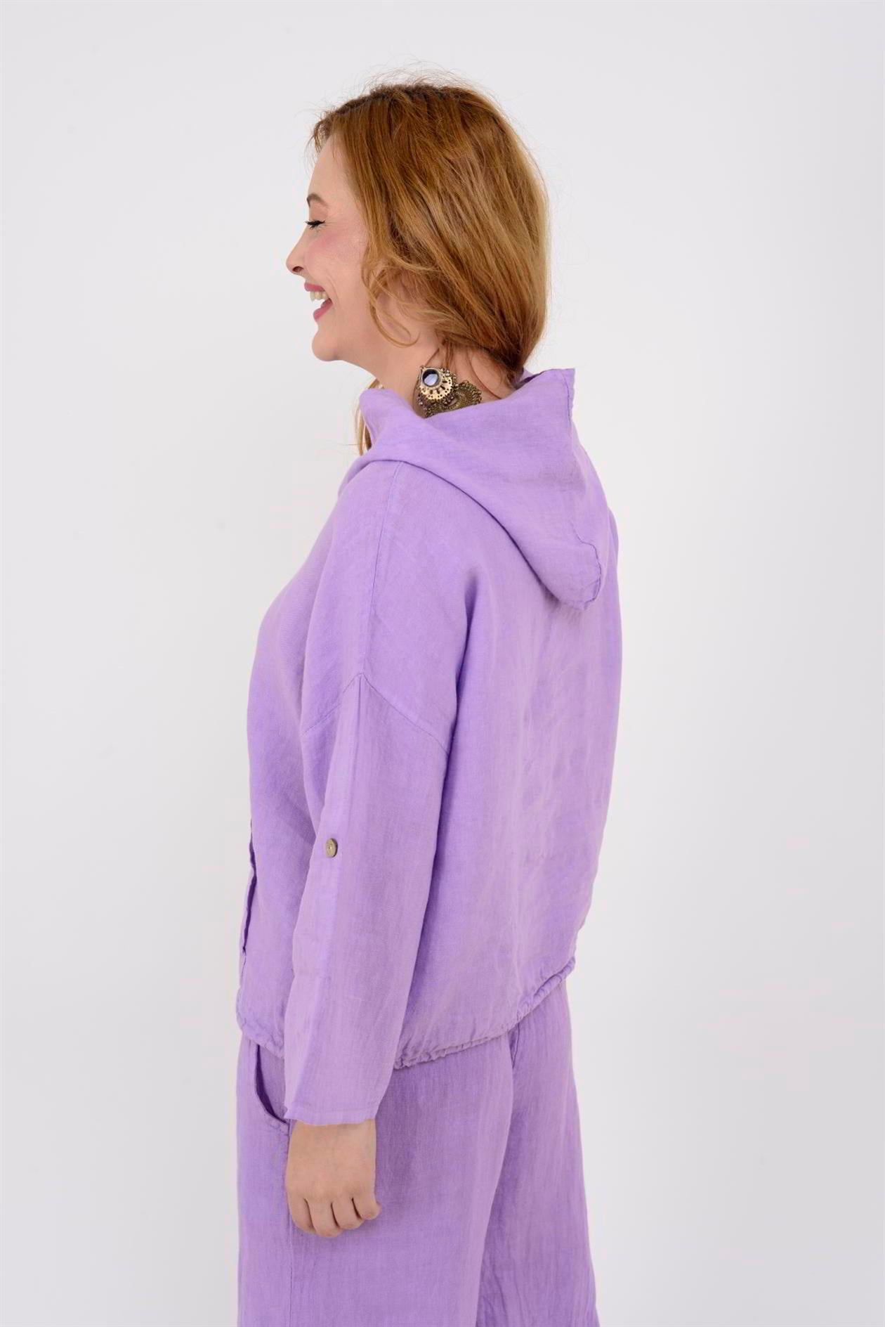 9904 KAPÜŞONLU KISA KETEN SWEAT