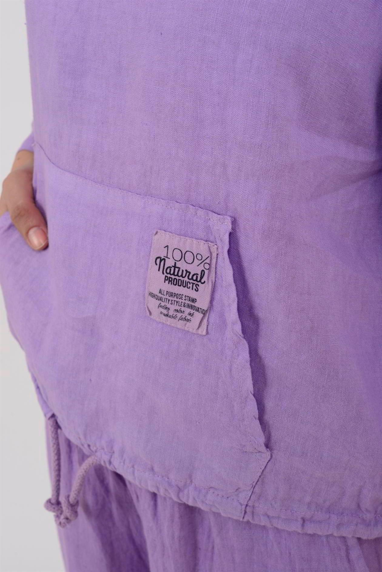 9904 KAPÜŞONLU KISA KETEN SWEAT