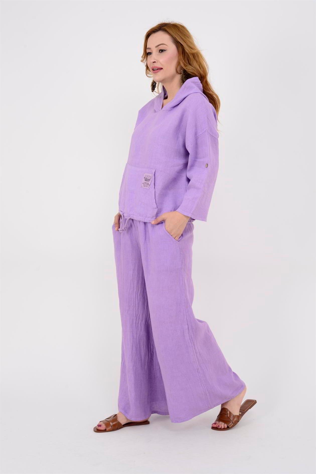 9904 KAPÜŞONLU KISA KETEN SWEAT