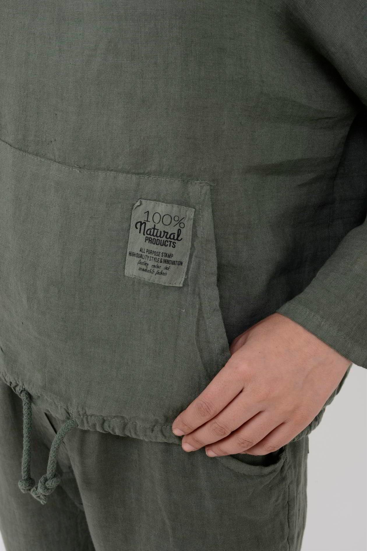 9904 KAPÜŞONLU KISA KETEN SWEAT