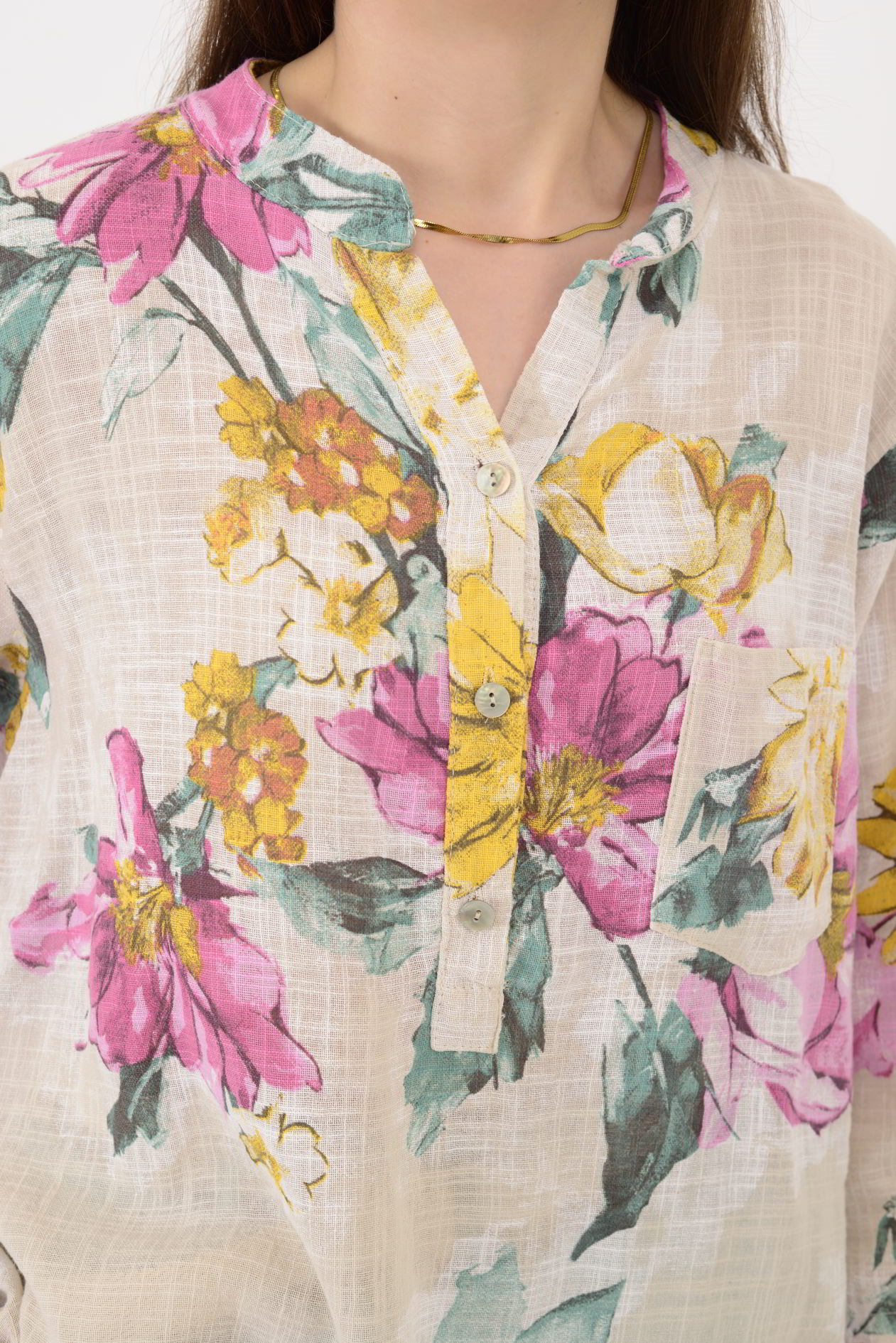 A0150 KRİZANTEM DESEN GÖMLEK