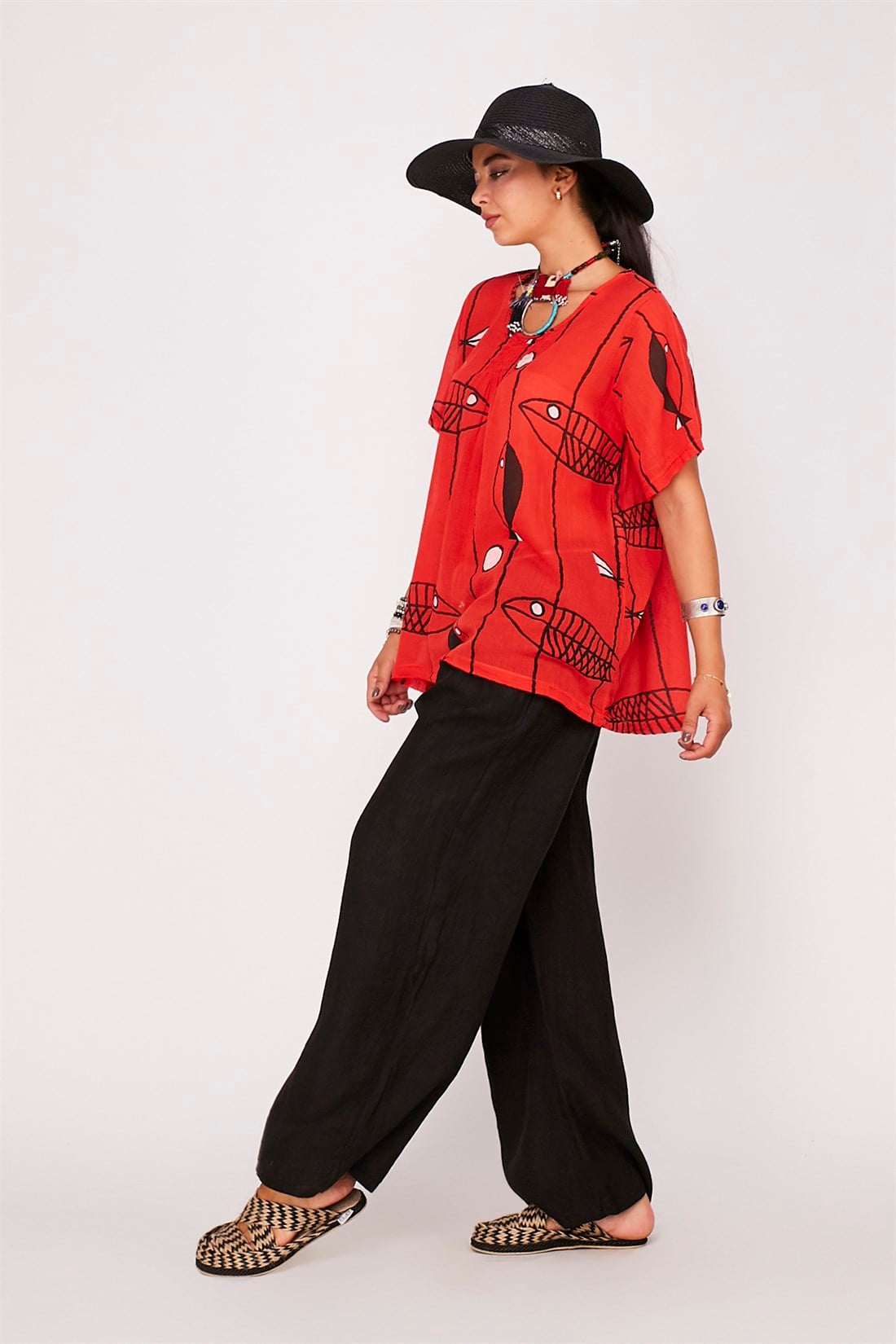 A1580-1 BALIK DESEN RETRO BLUZ