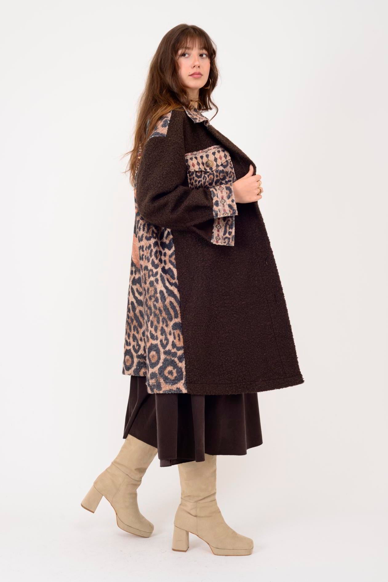 A3790 LEOPAR DETAY KEÇE KABAN