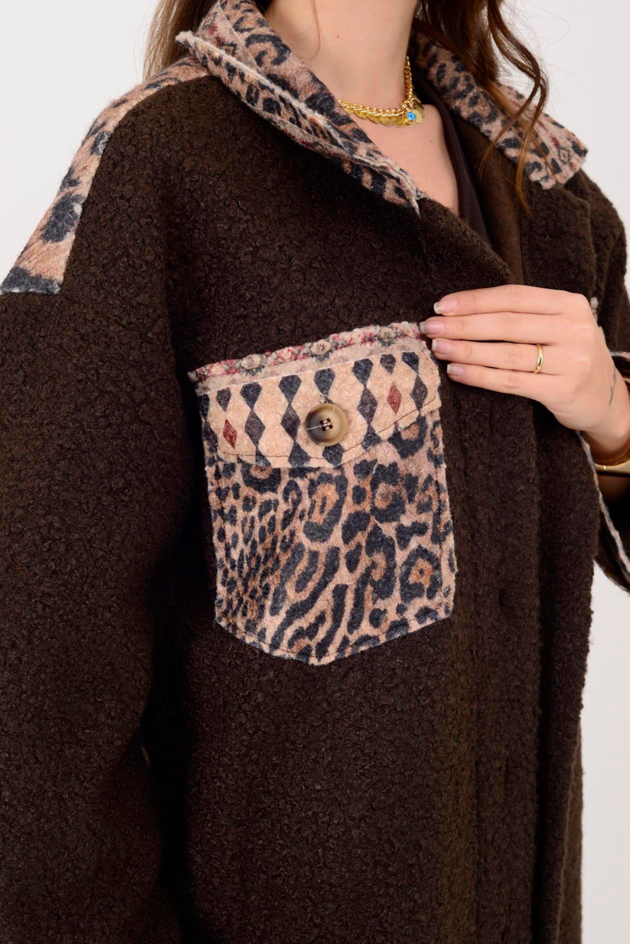 A3790 LEOPAR DETAY KEÇE KABAN