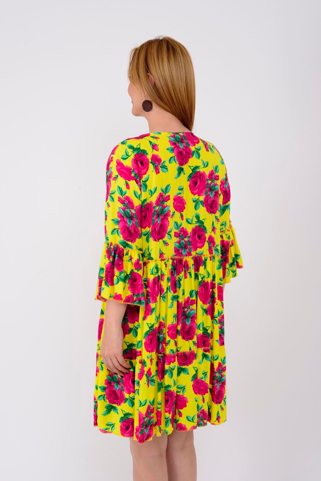 ADN140 DESENLİ BOHO KISA ELBİSE