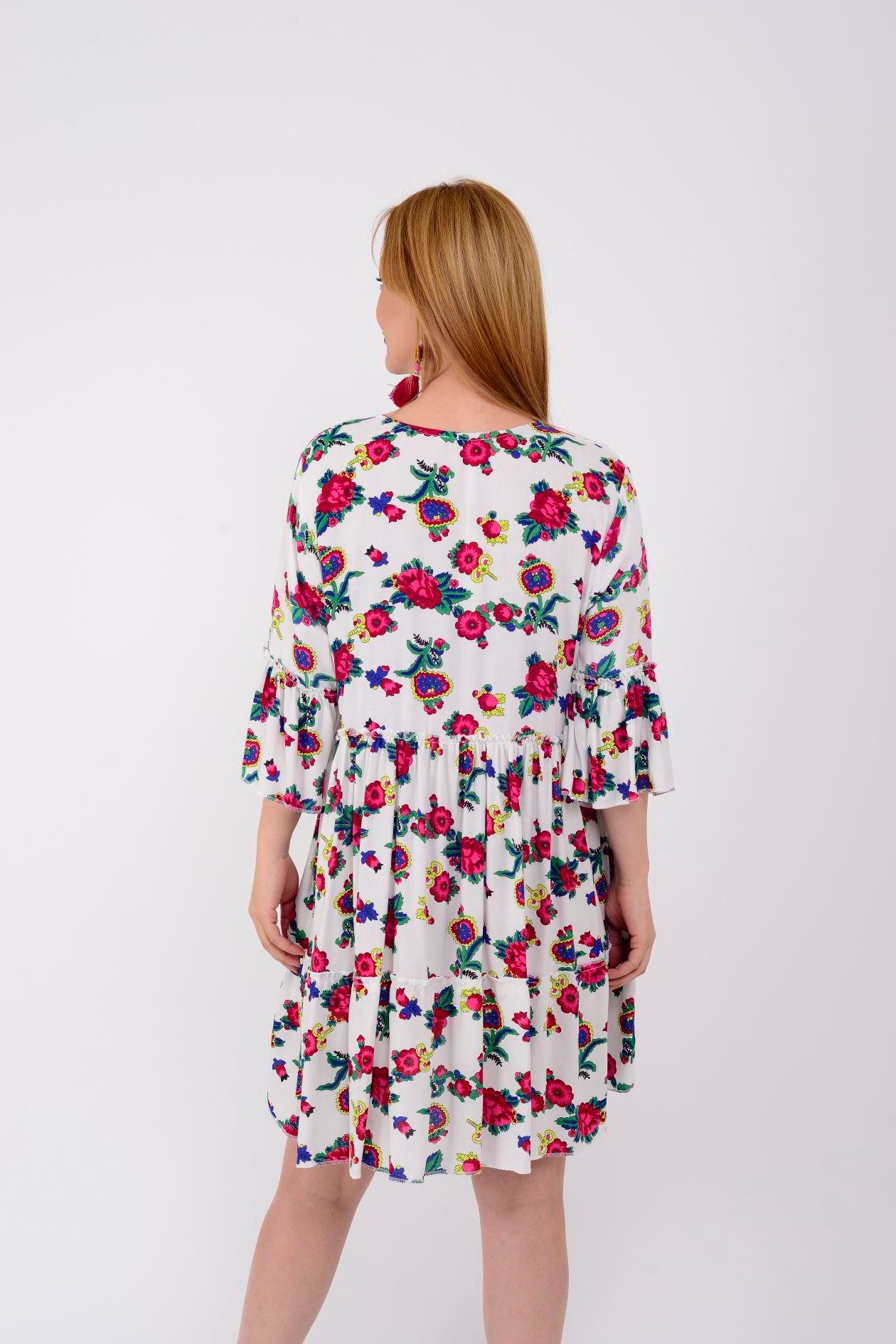 ADN140 DESENLİ BOHO KISA ELBİSE