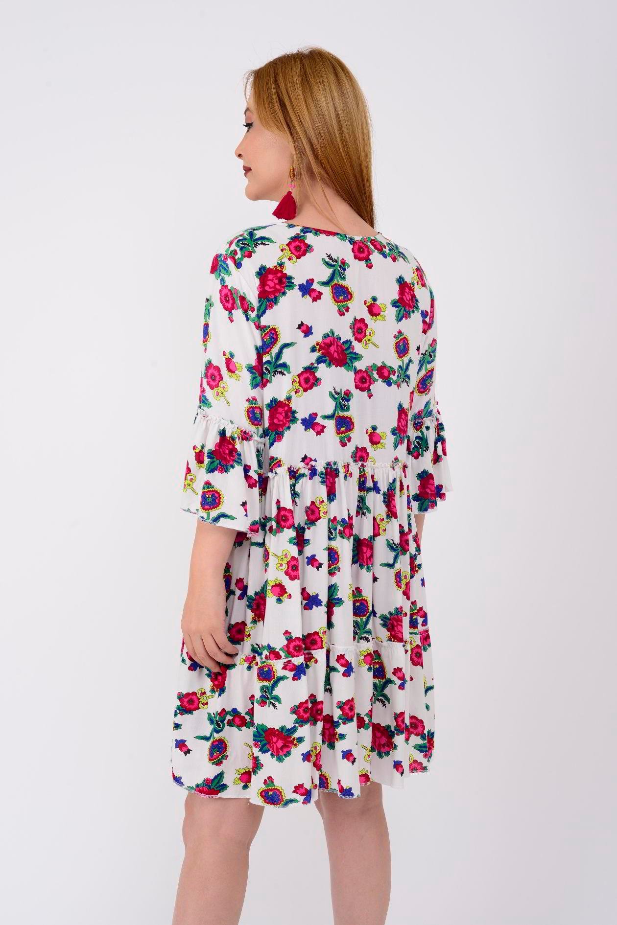 ADN140 DESENLİ BOHO KISA ELBİSE
