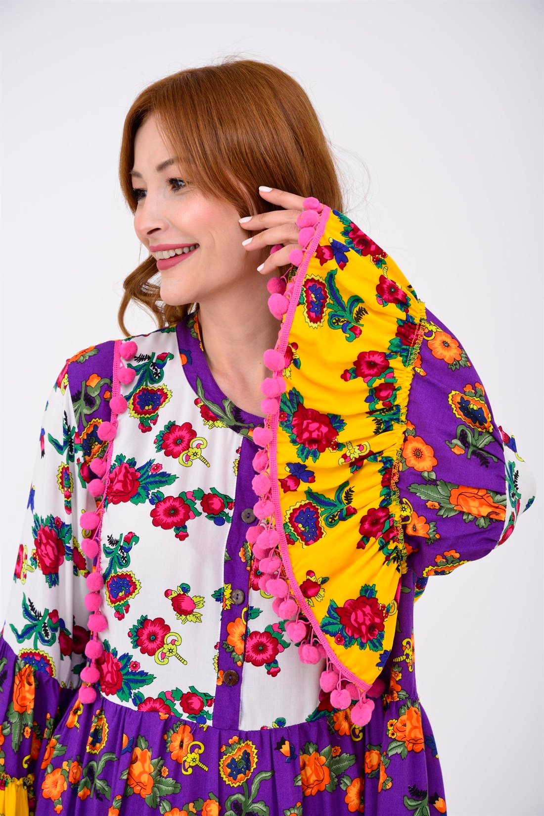 ADN878 PHARA PATCHWORK KISA ELBİSE