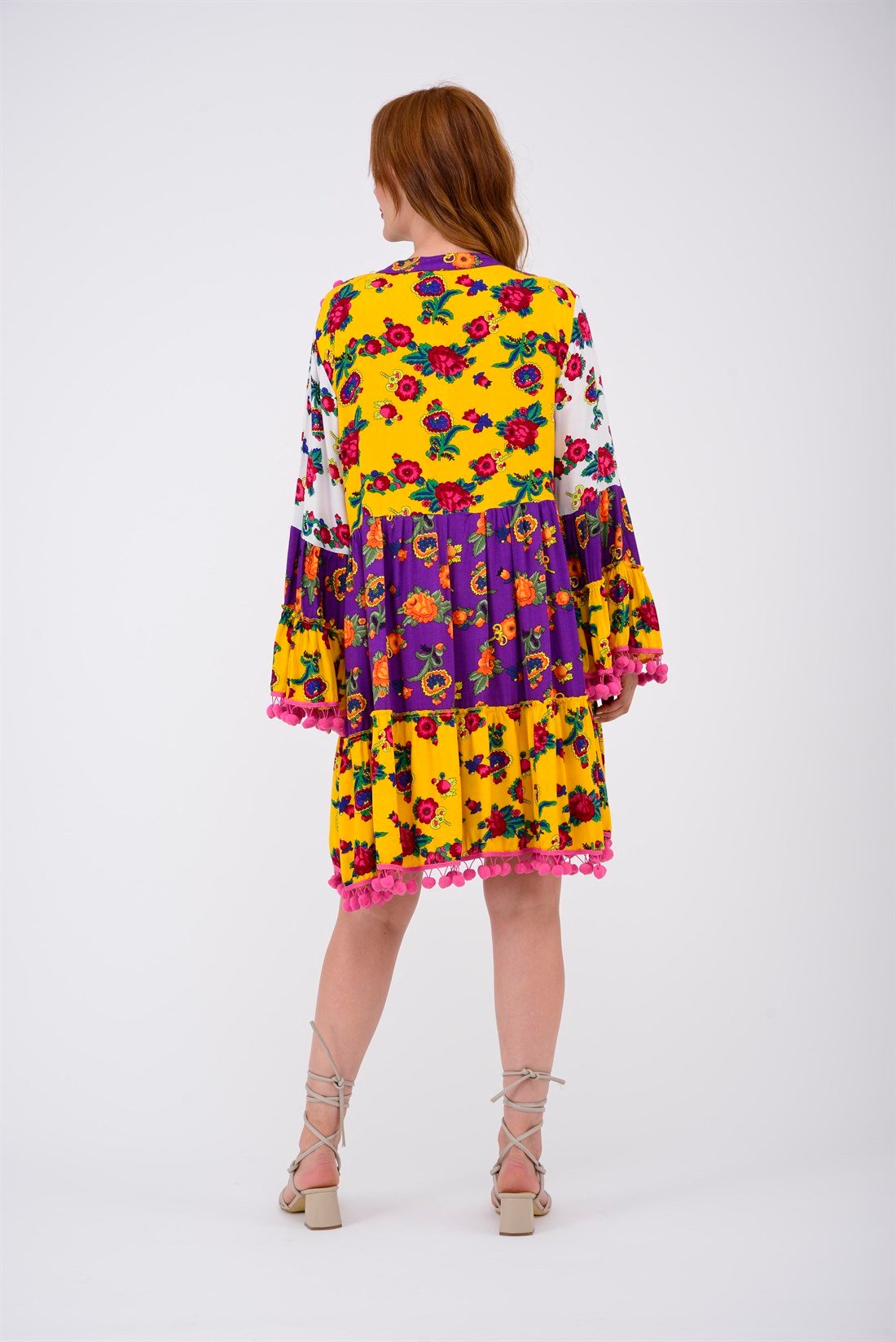 ADN878 PHARA PATCHWORK KISA ELBİSE