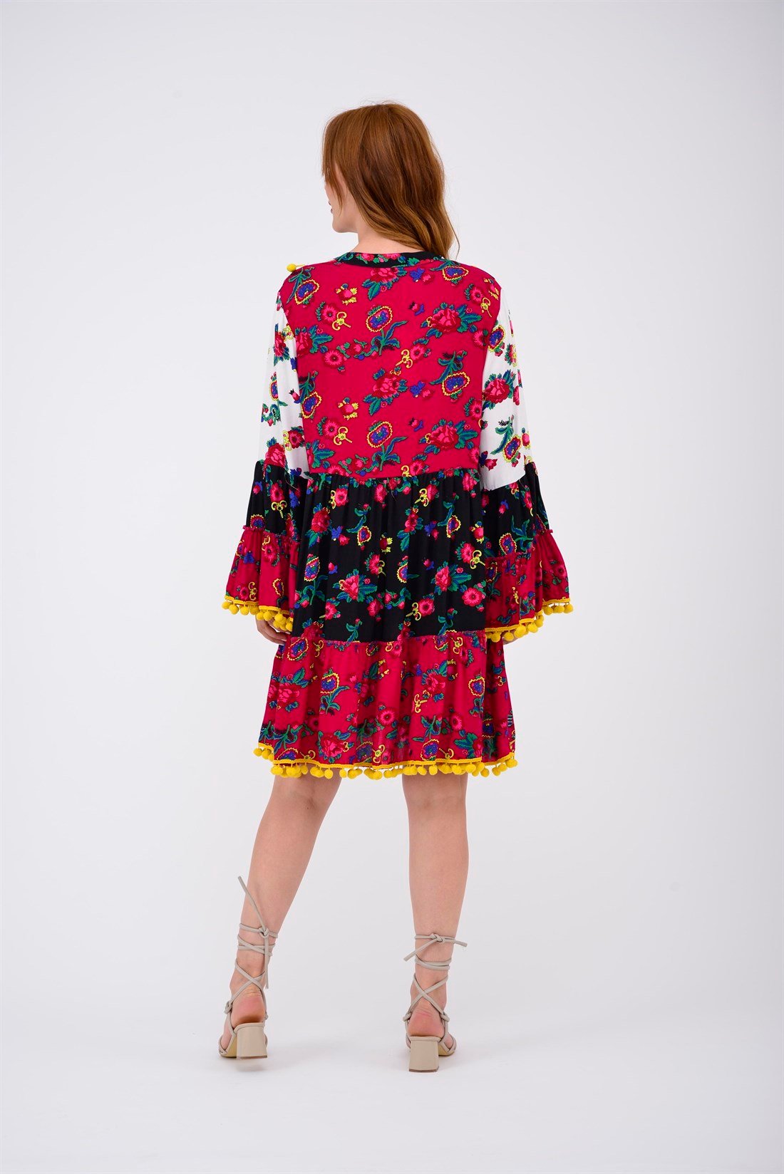 ADN878 PHARA PATCHWORK KISA ELBİSE