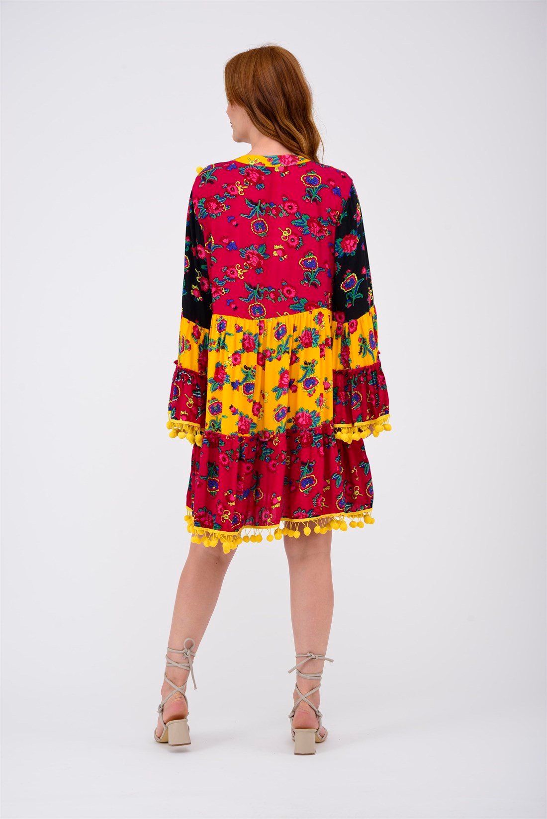 ADN878 PHARA PATCHWORK KISA ELBİSE