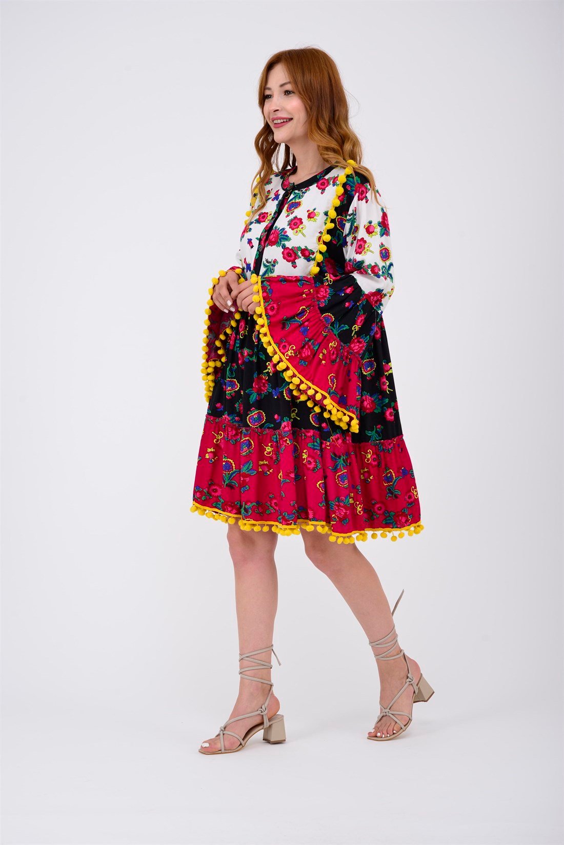 ADN878 PHARA PATCHWORK KISA ELBİSE