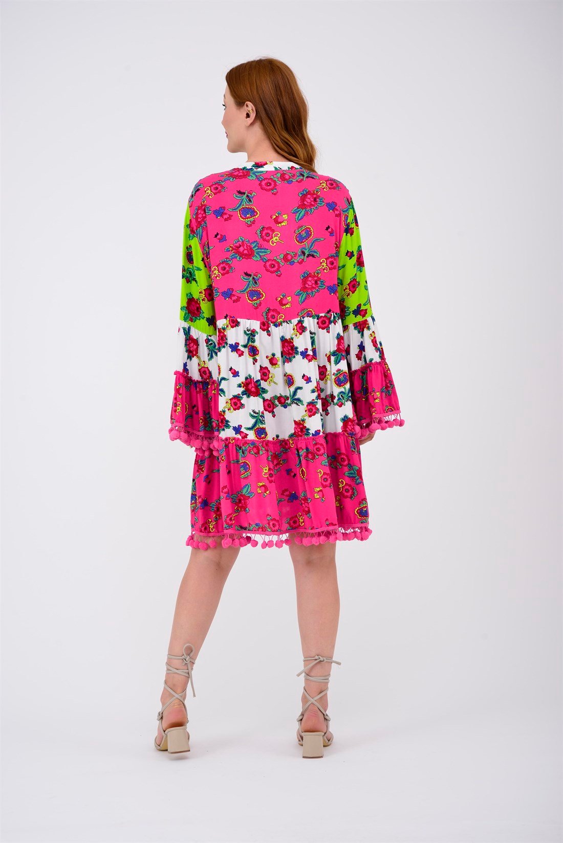 ADN878 PHARA PATCHWORK KISA ELBİSE