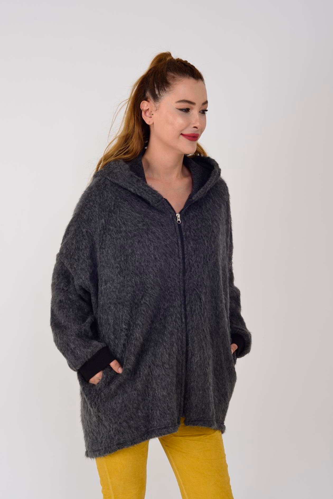 AJ23 FERMUAR DETAYLI KEÇE SWEATSHIRT