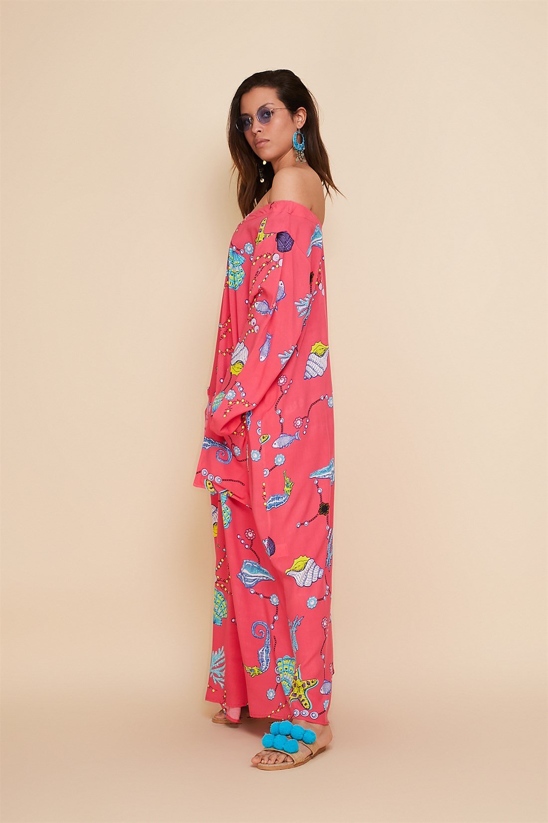 AN10224 OKİNAWA İRİ CEPLİ BOHO ELBİSE
