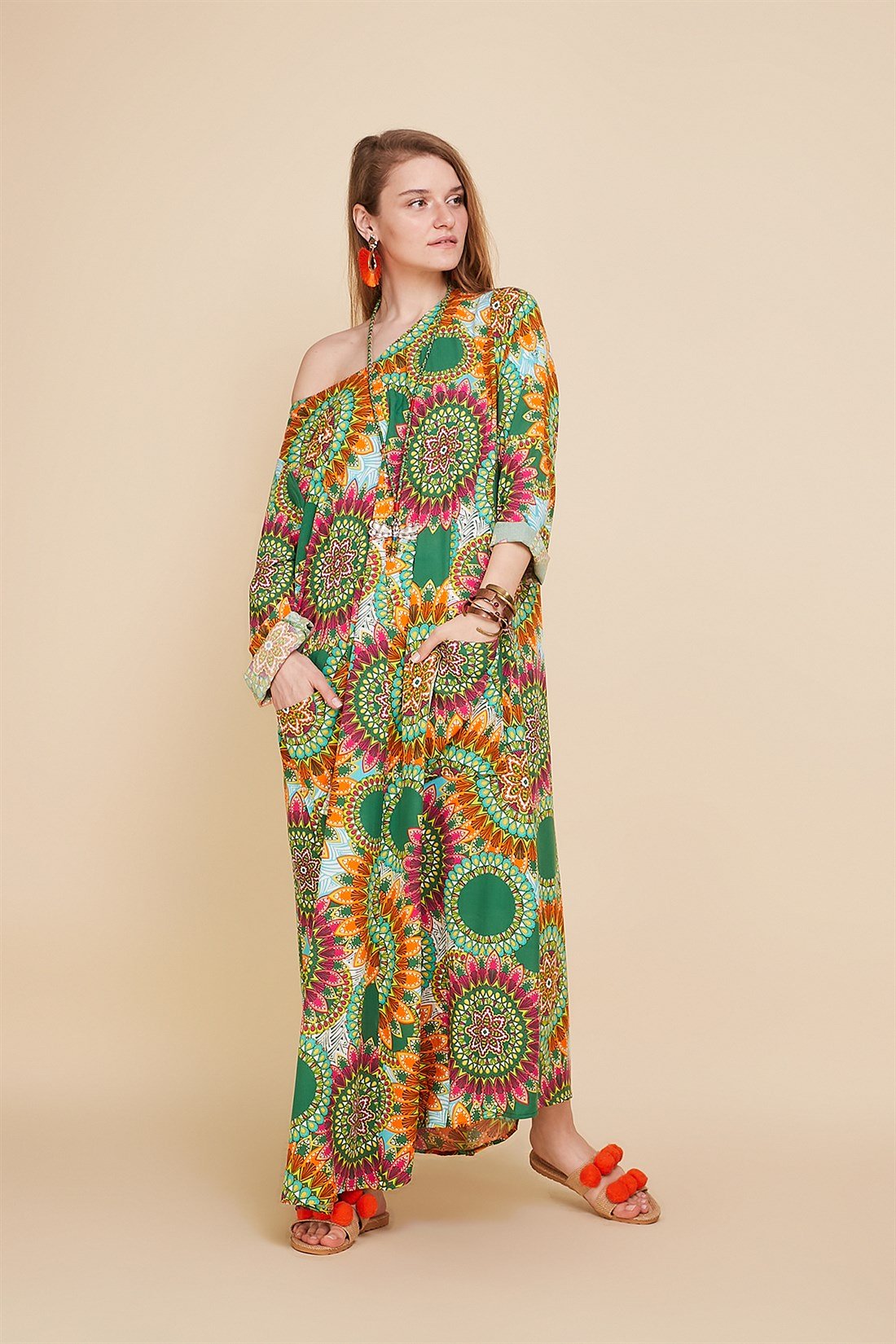 AN10224 SPIRO İRİ CEPLİ BOHO ELBİSE