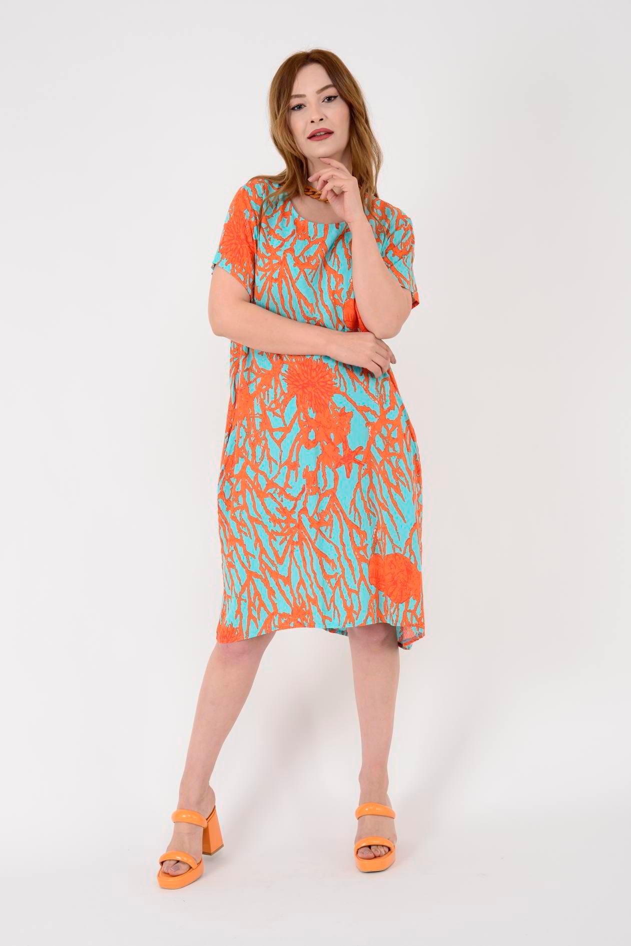 AN10258 MERCAN DESEN KISA ELBİSE