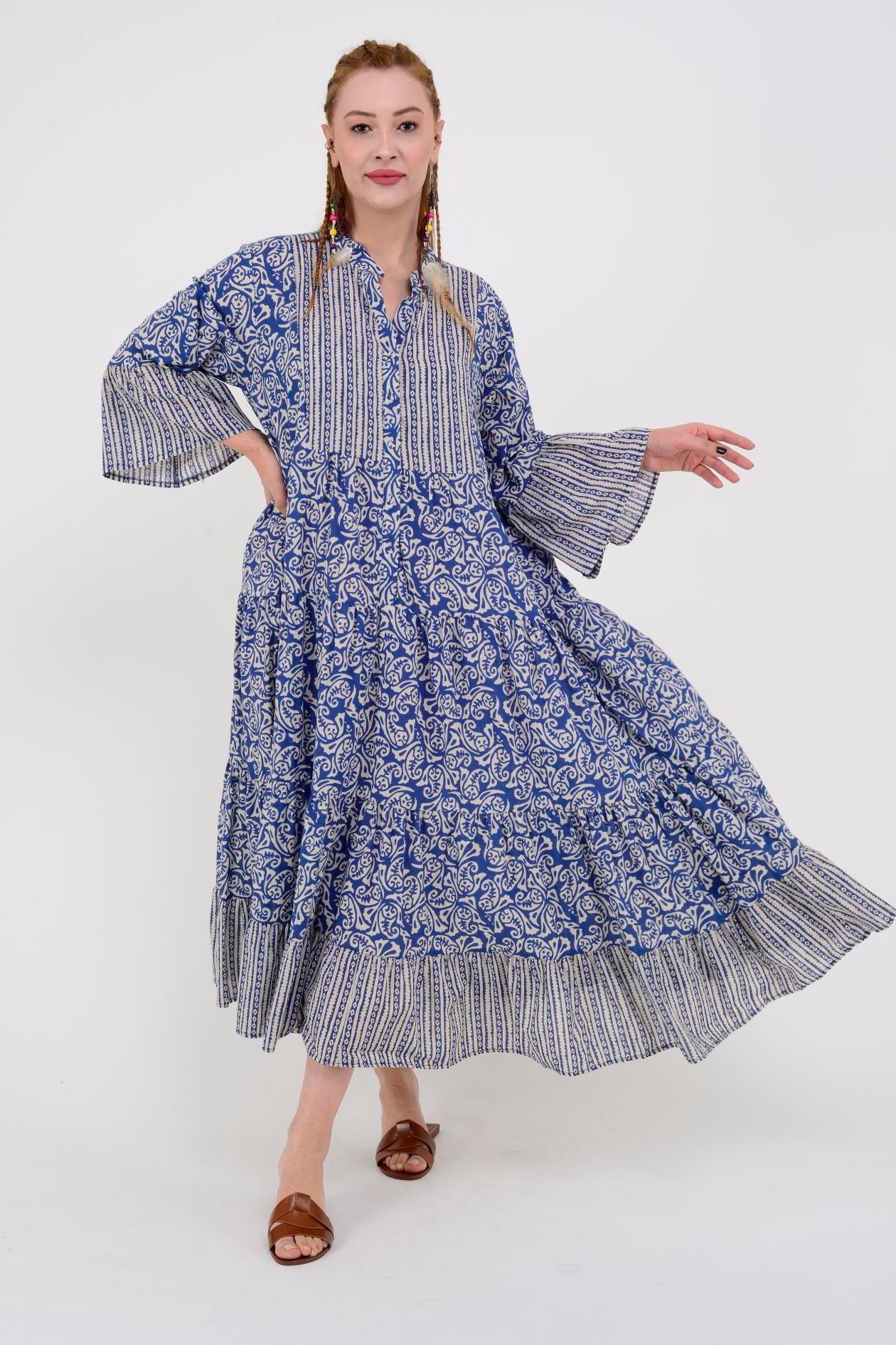 AN10384 MARIN DÜĞME DETAYLI ELBİSE