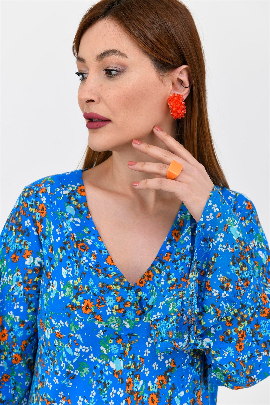 AN10399 MAGIC ÇITIR DESEN UZUN KOLLU VEREV ELBİSE