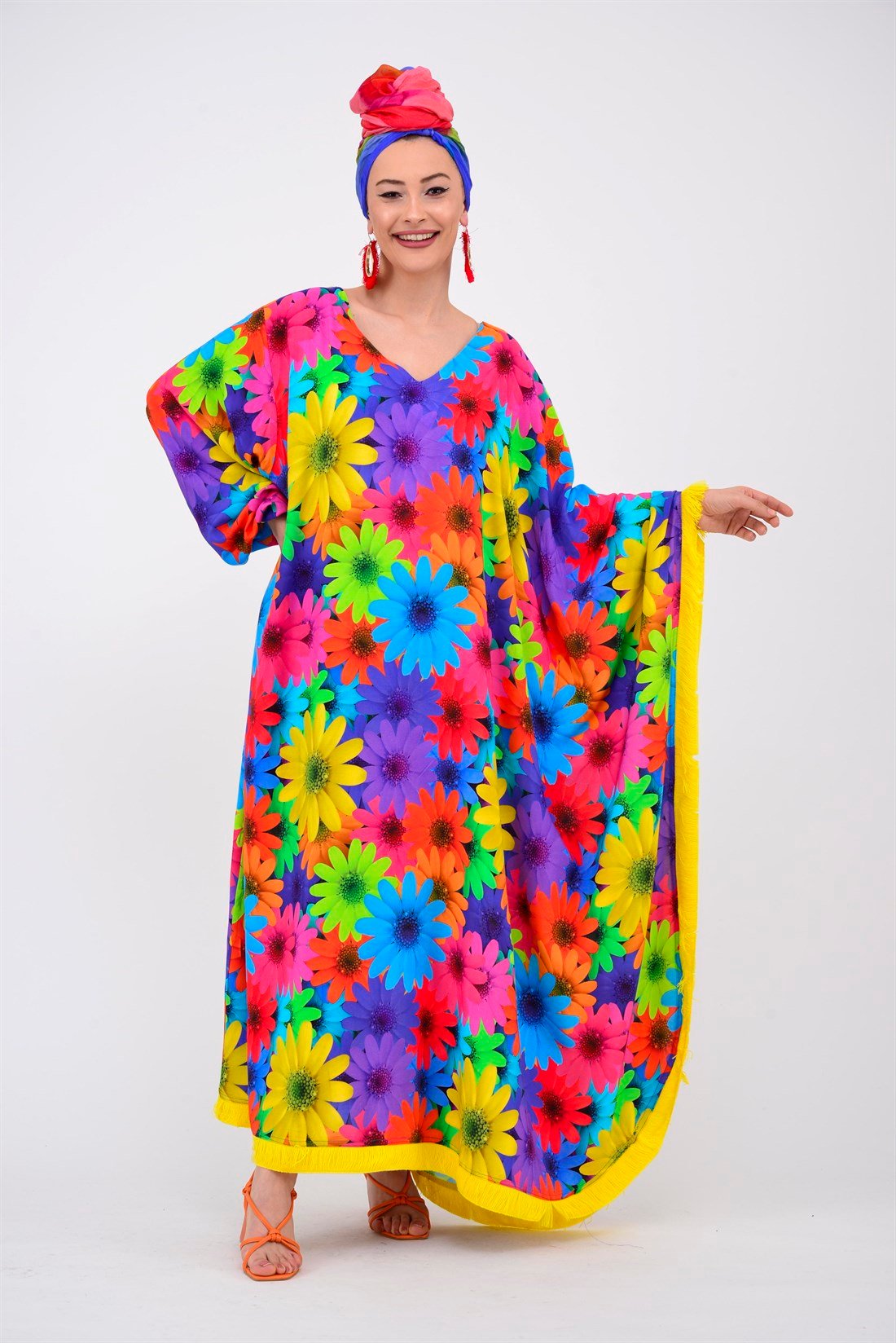 AN10416 DAISY TEK KOL PAREO ELBİSE