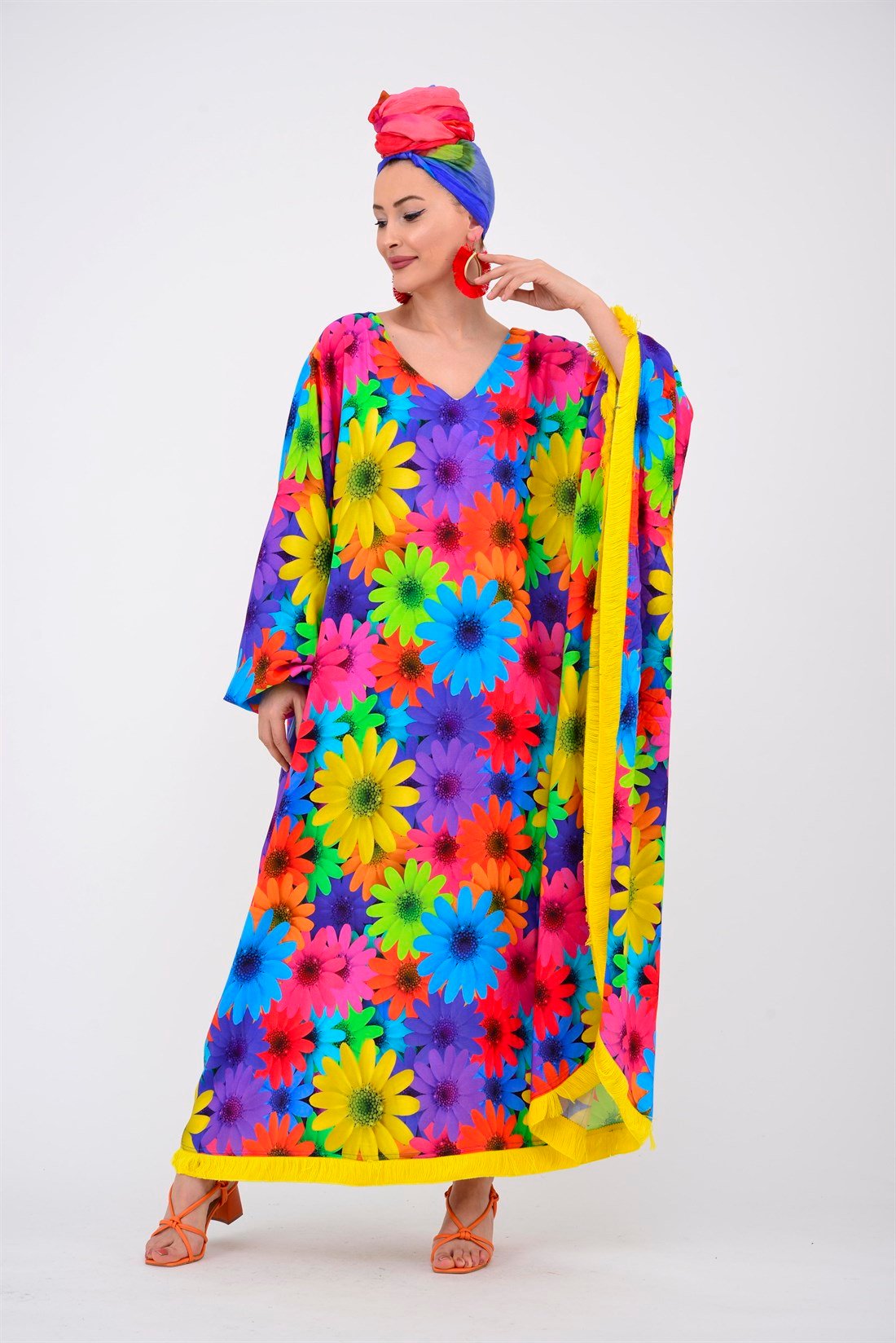 AN10416 DAISY TEK KOL PAREO ELBİSE