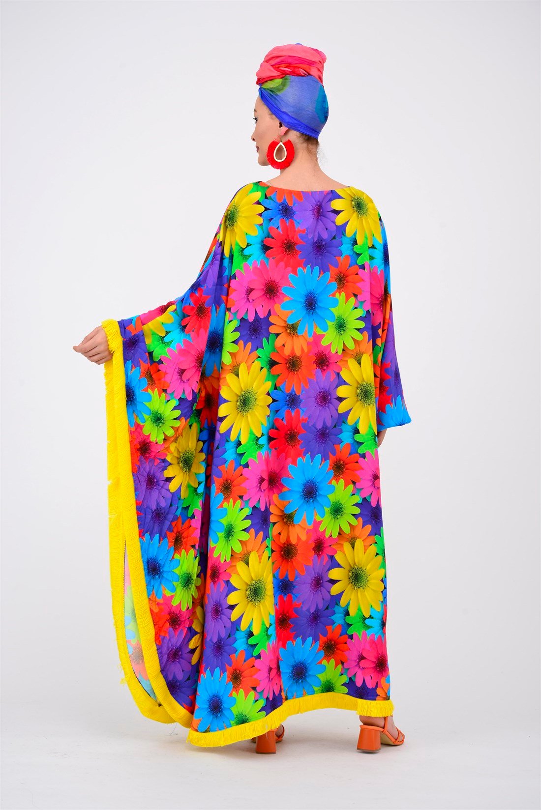 AN10416 DAISY TEK KOL PAREO ELBİSE