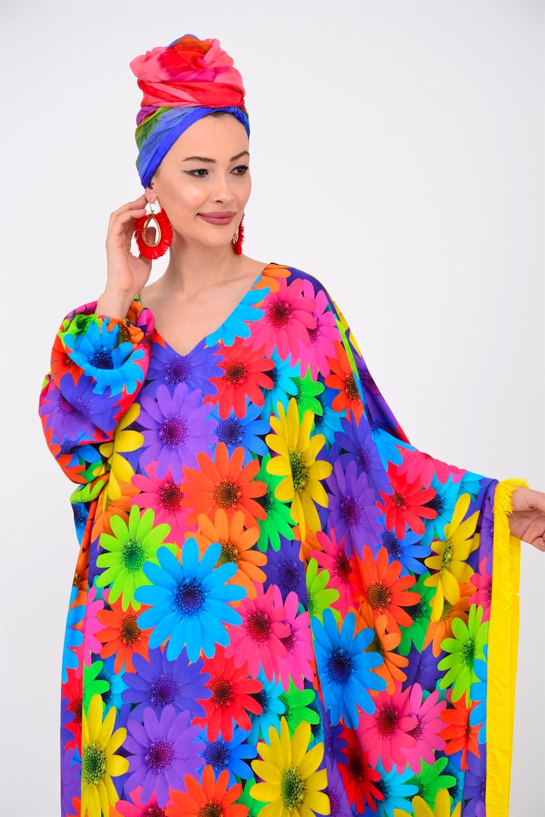 AN10416 DAISY TEK KOL PAREO ELBİSE