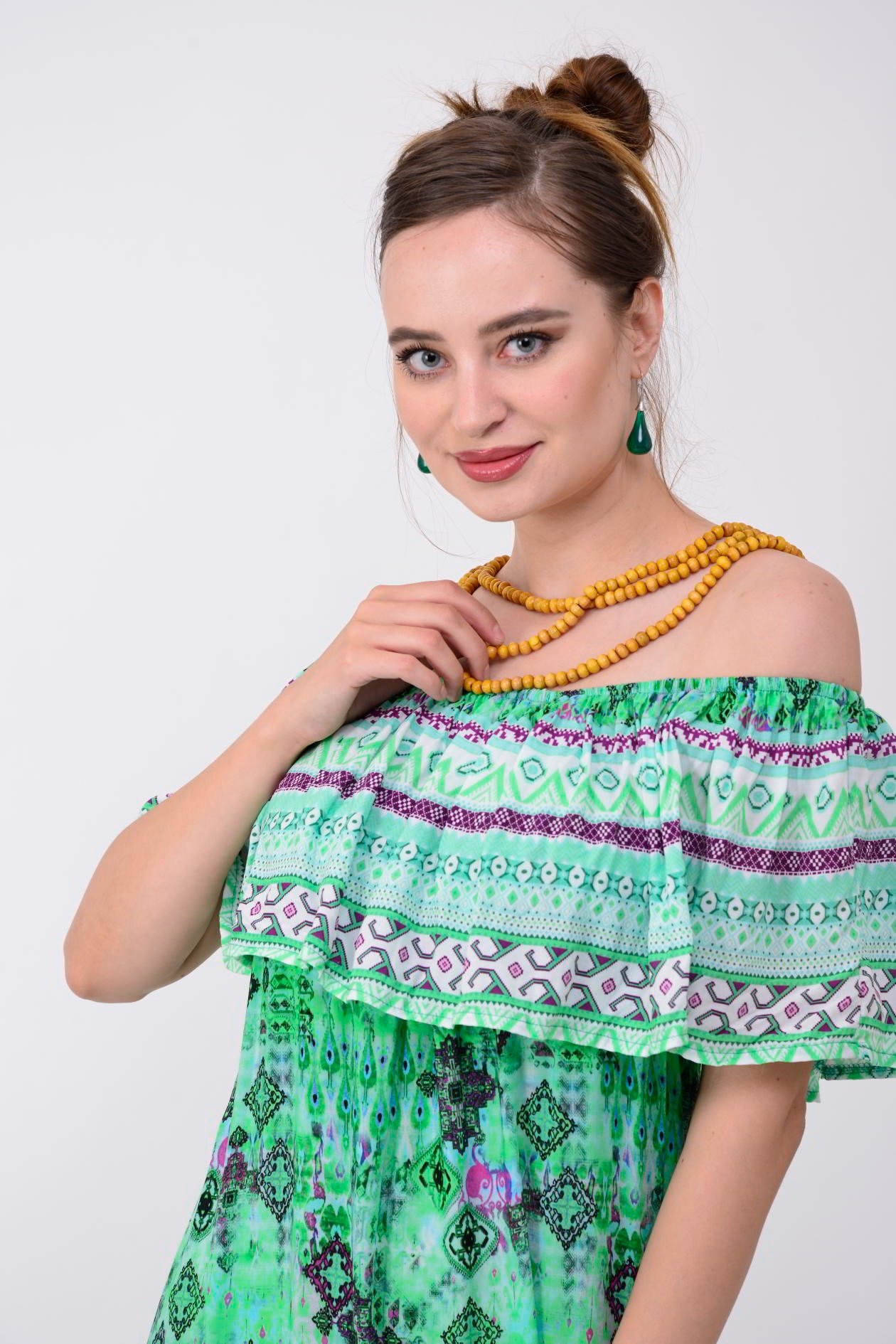 AN10453 EMİLY MADONNA YAKA ELBİSE