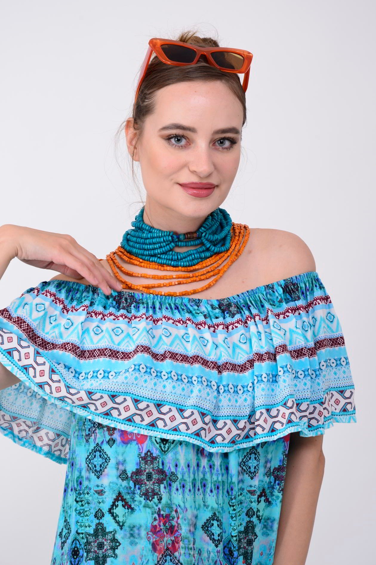 AN10453 EMİLY MADONNA YAKA ELBİSE