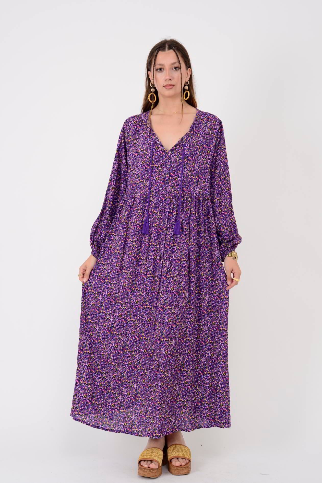 AN10494 PONPONLU ÇITIR DESEN ELBİSE
