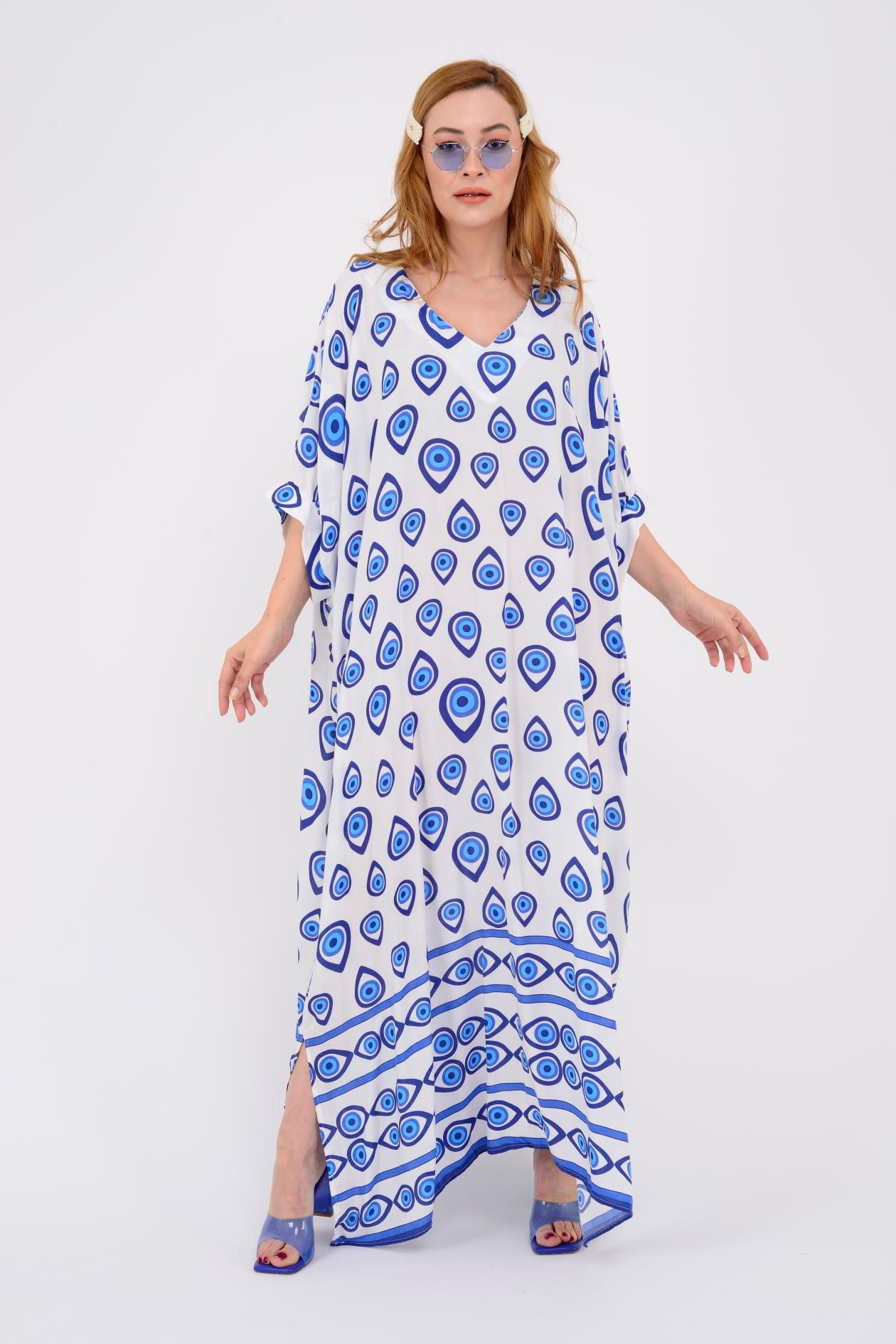 AN10524 A4449 BEAD OVERSIZE YIRTMAÇ DETAY ELBİSE