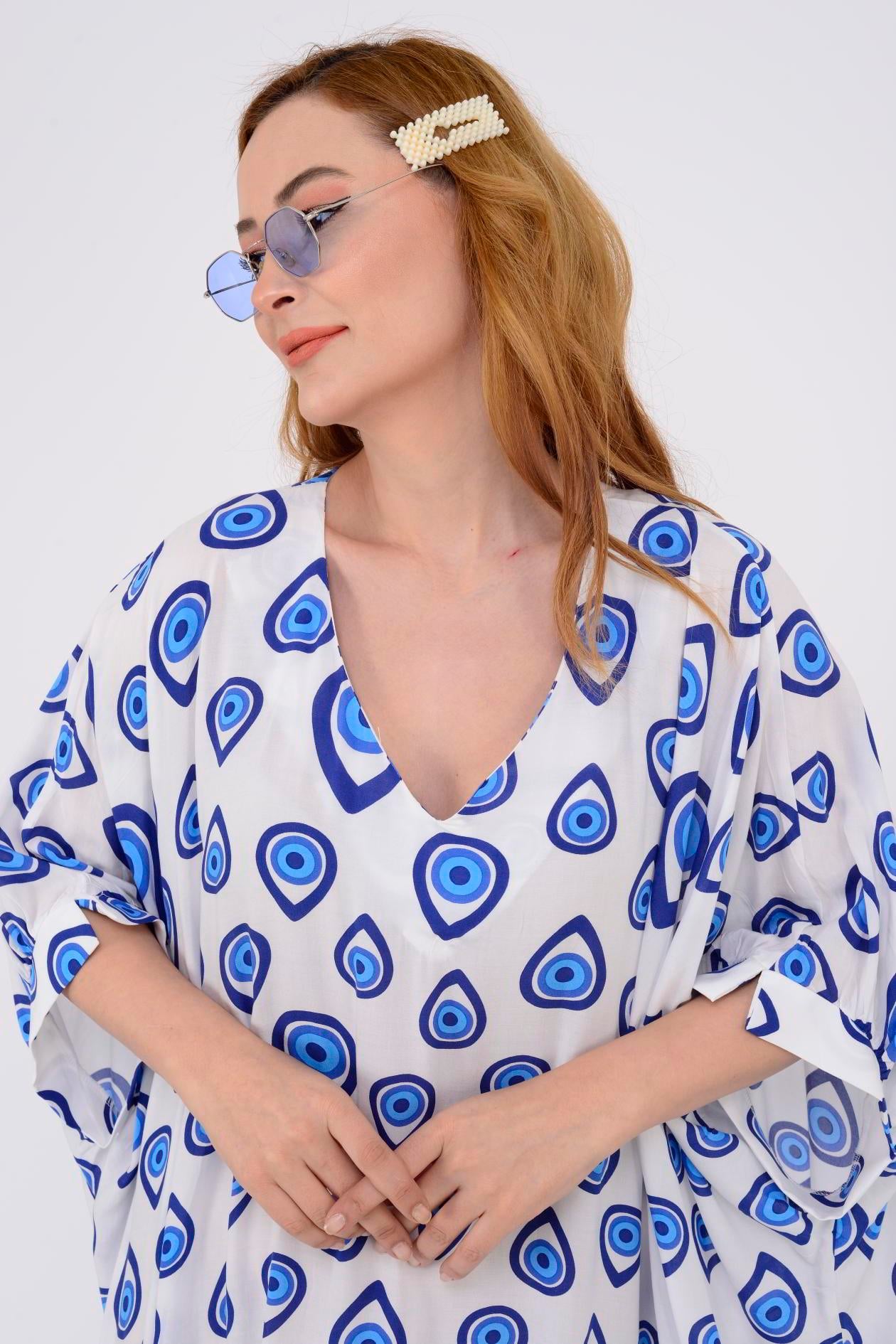 AN10524 A4449 BEAD OVERSIZE YIRTMAÇ DETAY ELBİSE