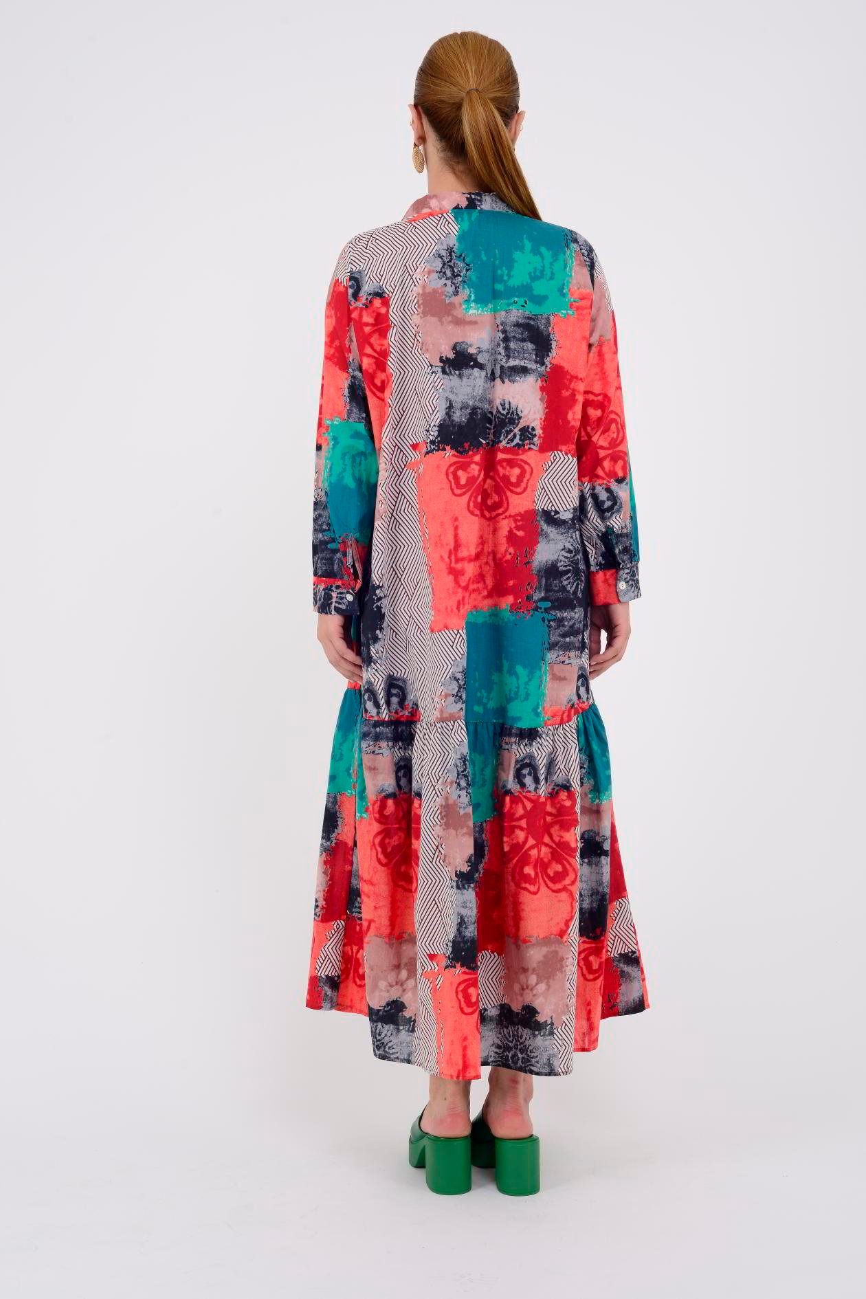 AN10528 11747 V YAKA BOHO ELBİSE