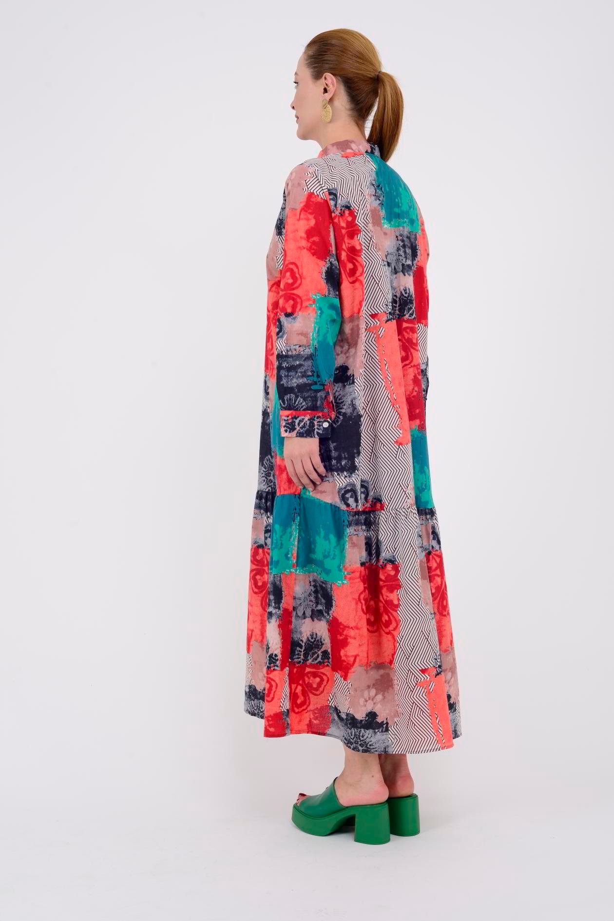 AN10528 11747 V YAKA BOHO ELBİSE