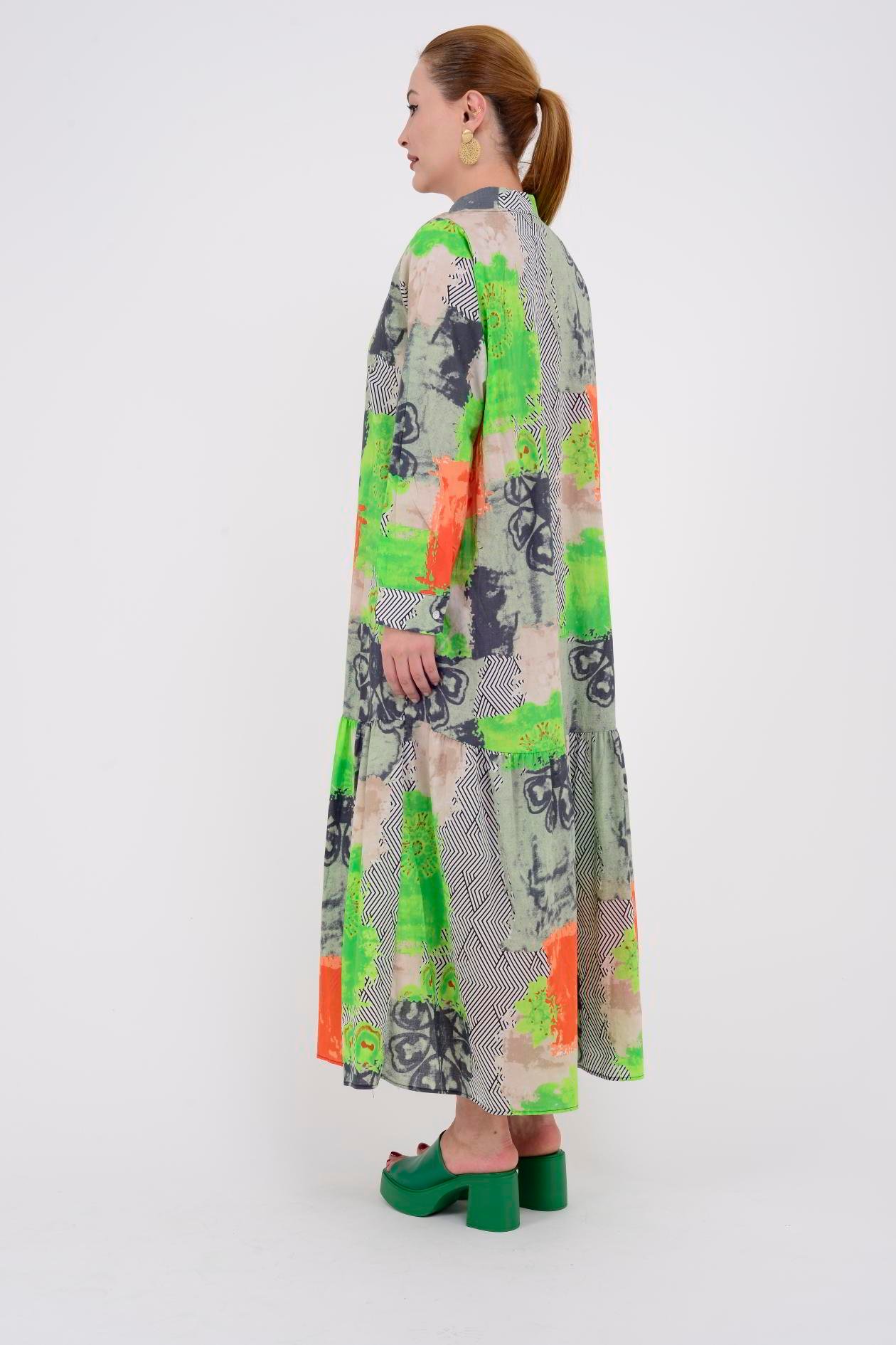 AN10528 11747 V YAKA BOHO ELBİSE