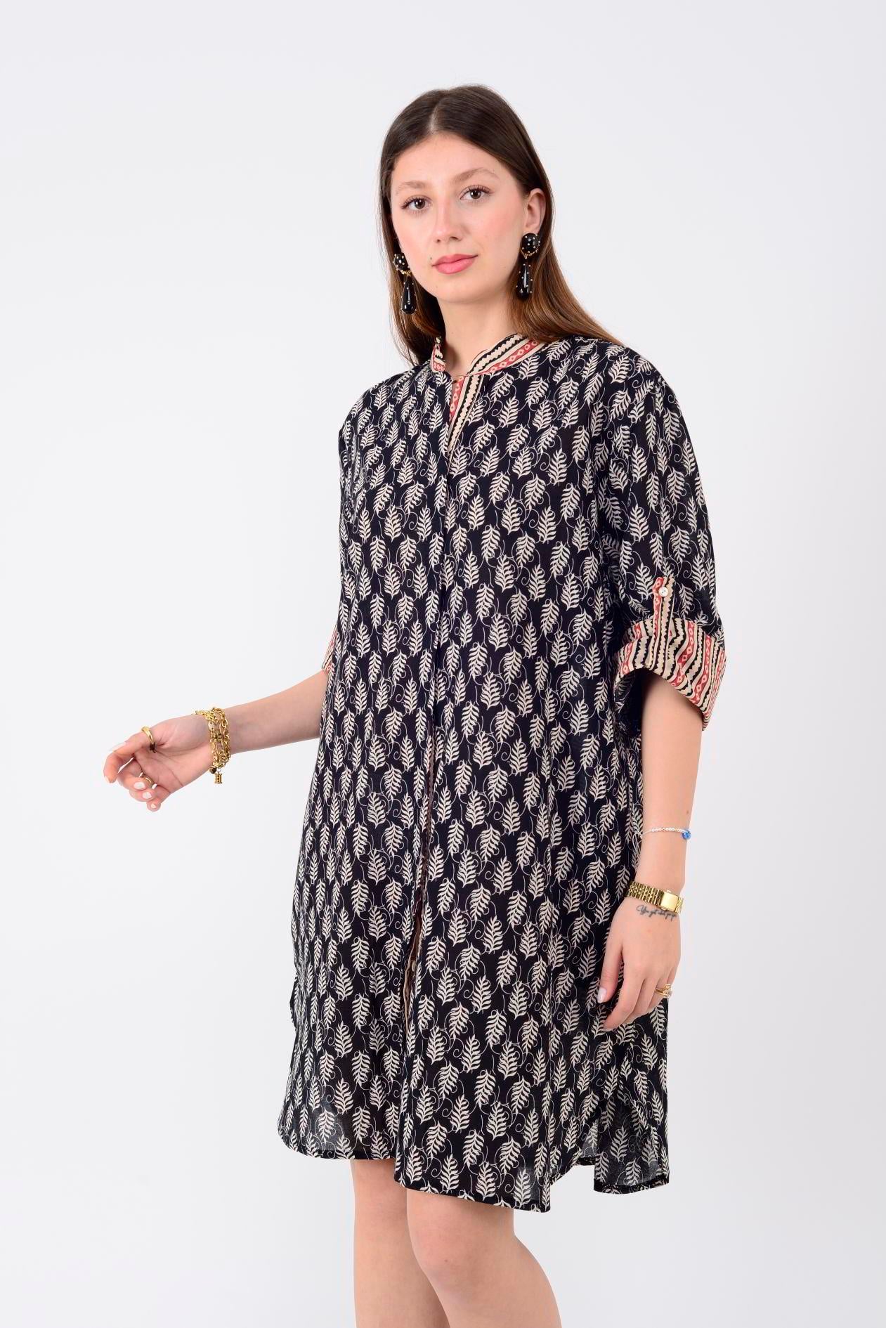 AN10557 MARIN GARNİ DETAYLI KISA ELBİSE
