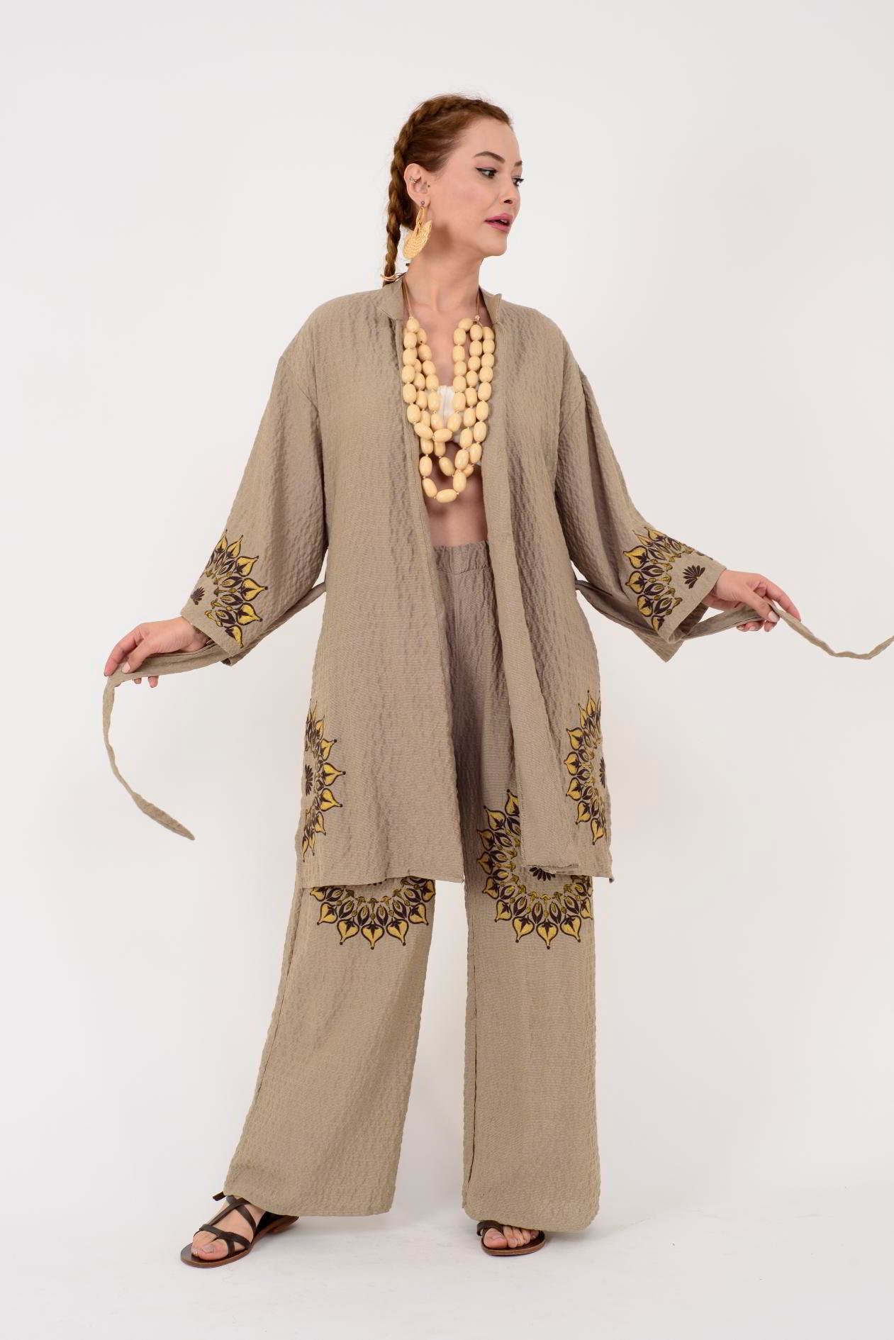 AN10624 MANDALA ÇİÇEK NAKIŞLI GOFRE BOHEM TAKIM