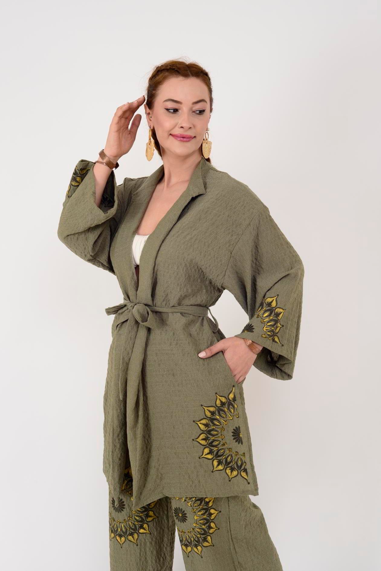 AN10624 MANDALA ÇİÇEK NAKIŞLI GOFRE BOHEM TAKIM